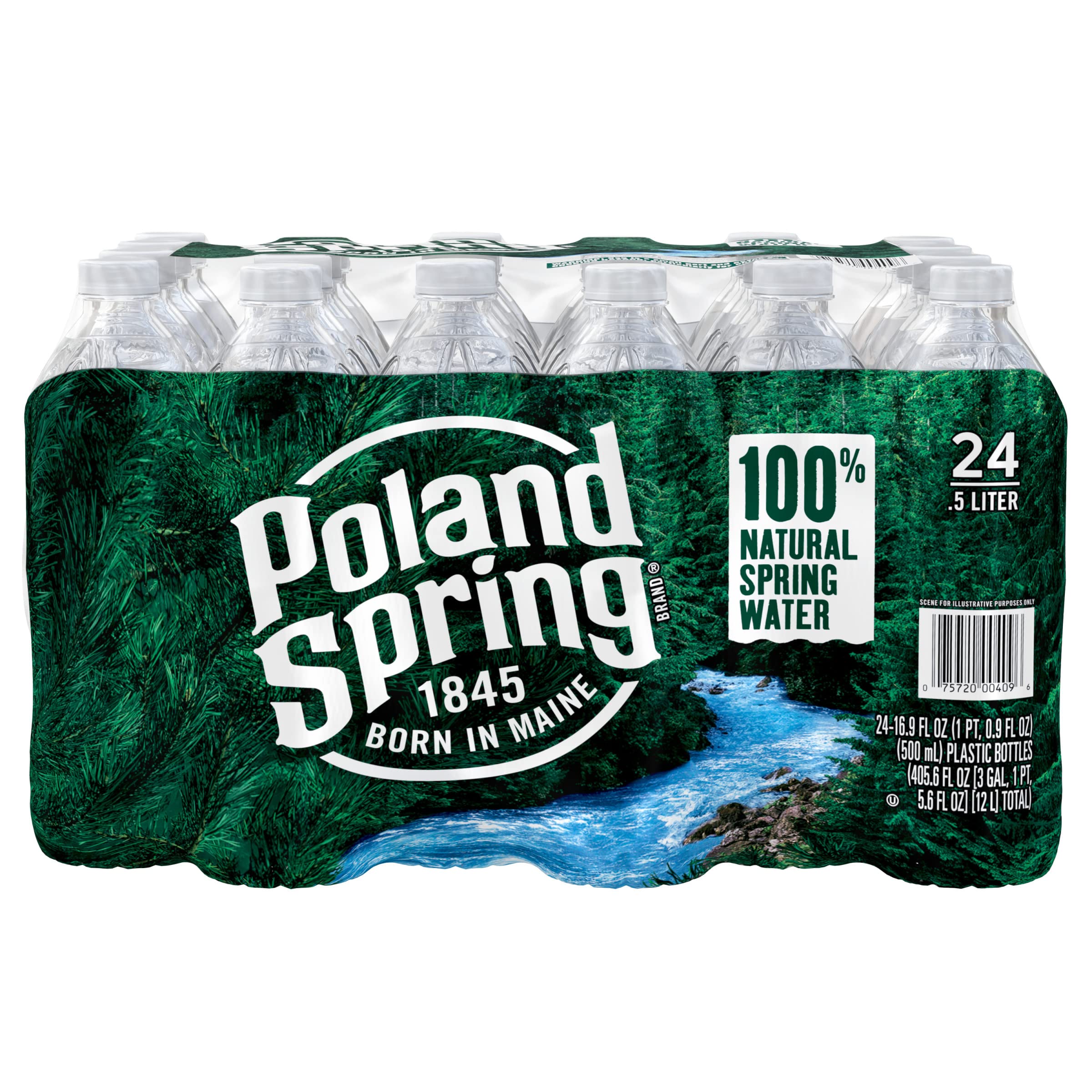 Poland Spring 100% Natural Spring Water, 16.9 fl oz Bottles (24 Pack) - BPA Free, Non-Deposit, Pure Hydration for Home, Office, Gym & Outdoor Activities