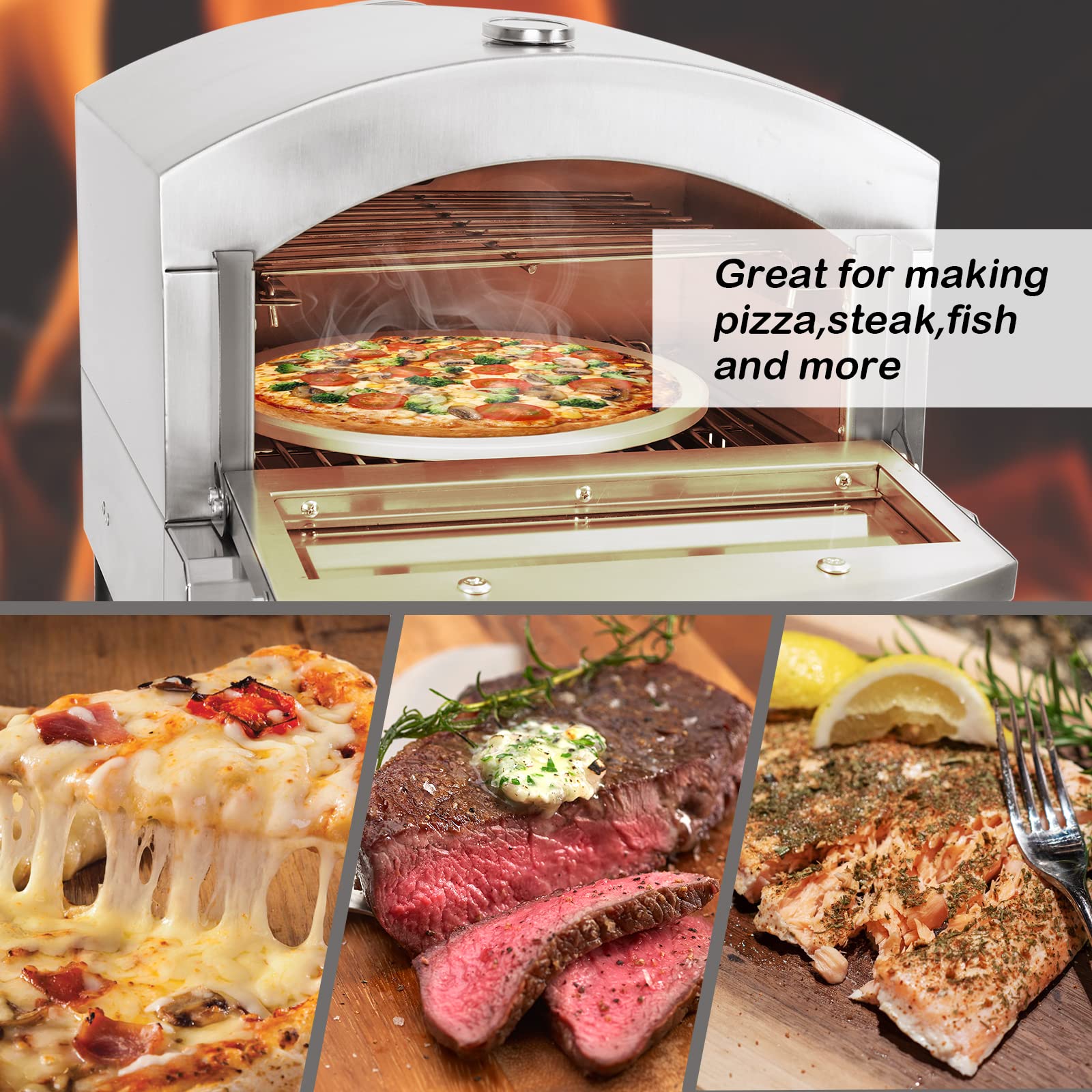 Portable Electric Pizza Oven - 1800W Countertop Pizza Maker with 14