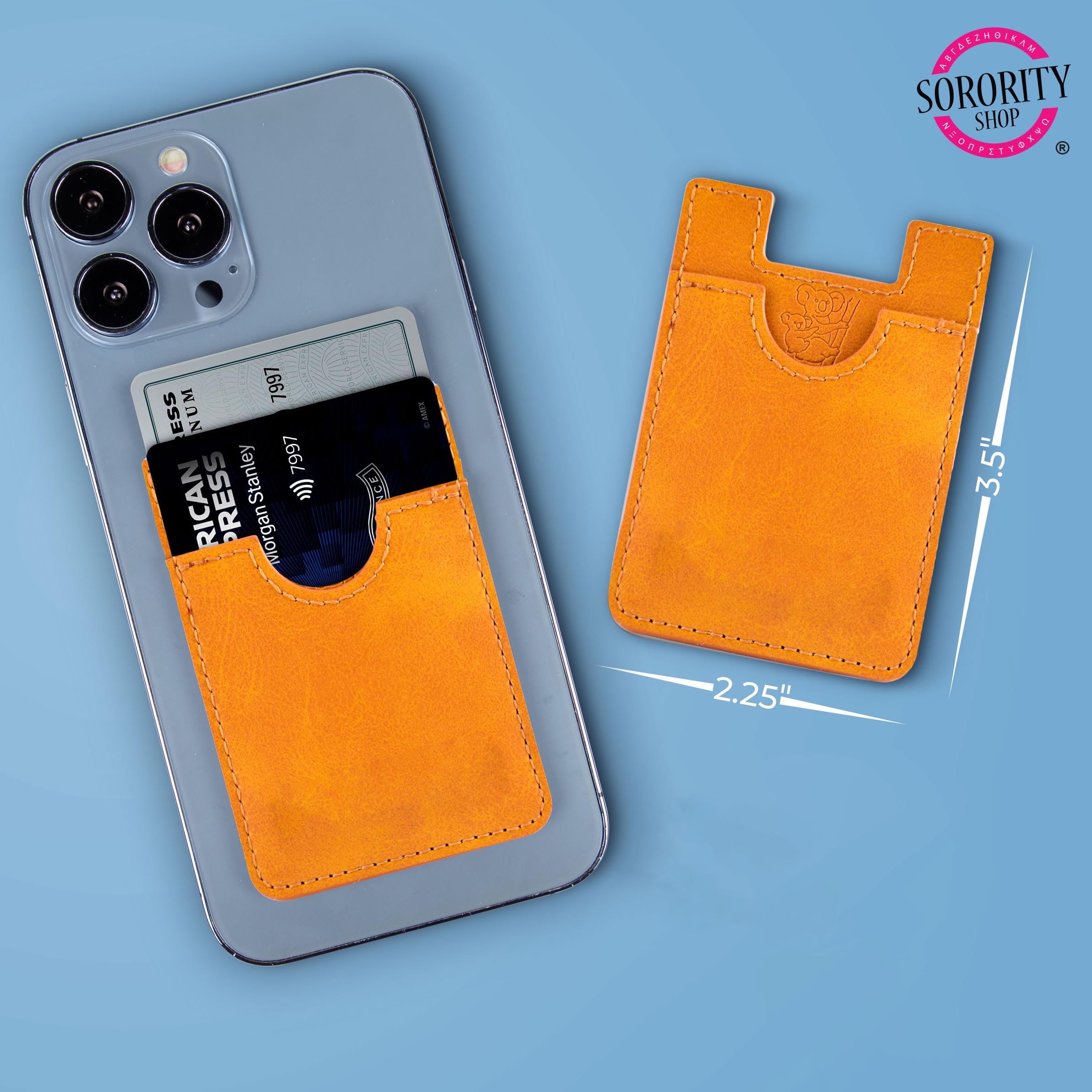 Alpha Delta Pi Sorority Leather Koala Pouch - Adhesive Phone Wallet for Girls - Perfect for Greek Life, Campus Events & Everyday Use