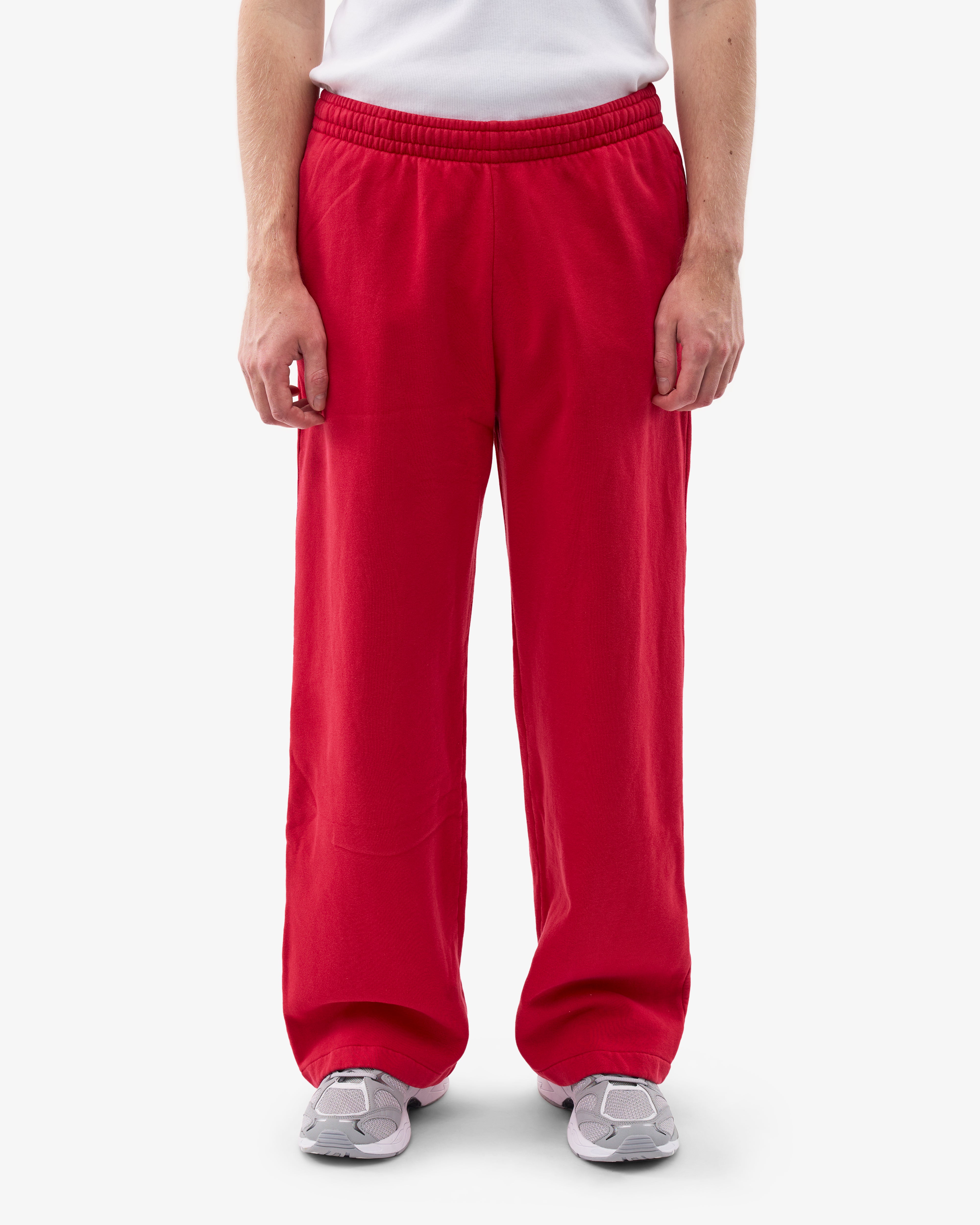 Organic Straight Leg Sweatpants for Women - Soft Cotton Lounge Pants, Comfortable Casual Sweatpants in Scarlet Red - Perfect for Yoga, Home Wear & Relaxation