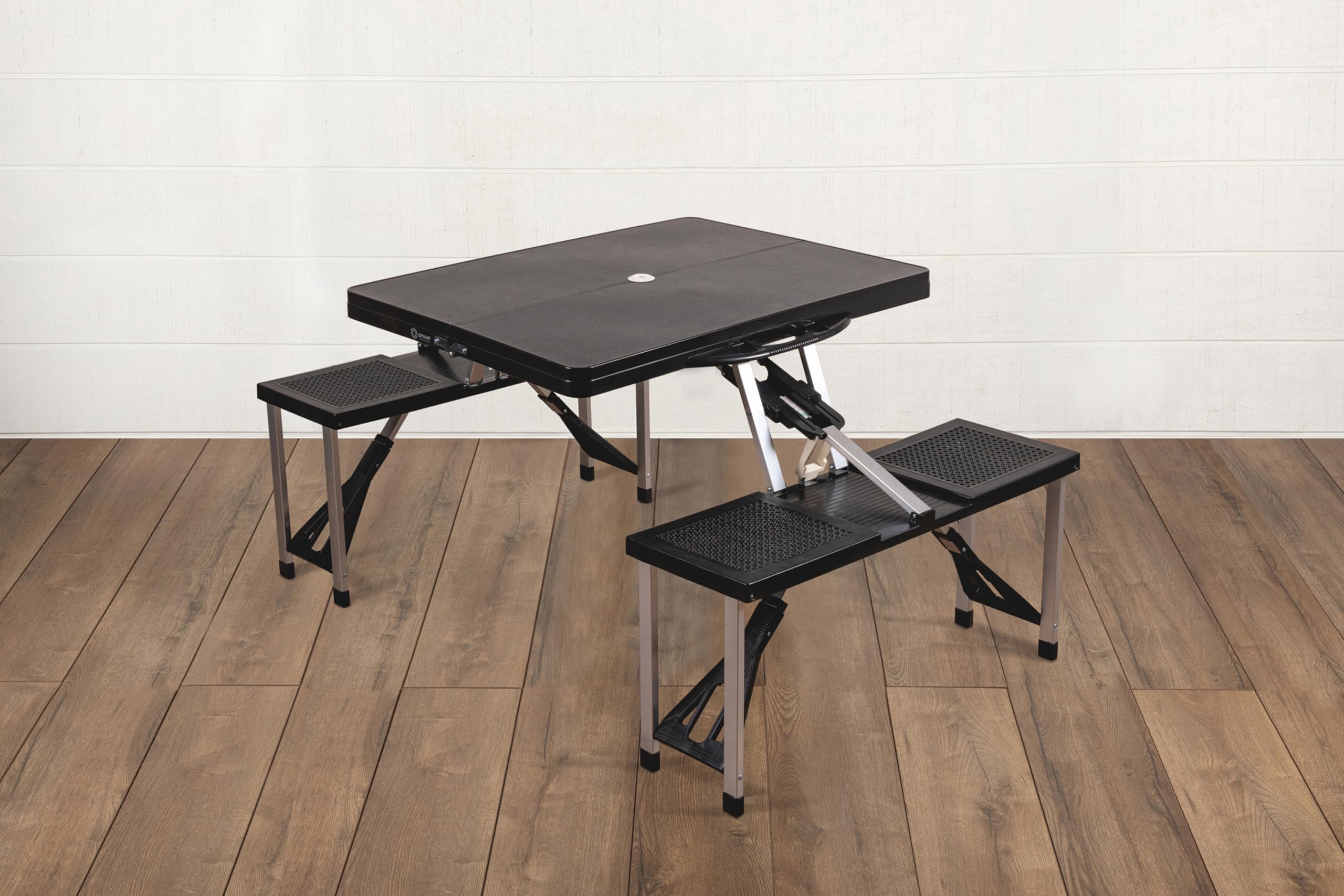 PICNIC TIME NFL Portable Folding Picnic Table with Built-in Seats & Umbrella - Perfect for Tailgating, Camping, Beach & Outdoor Parties