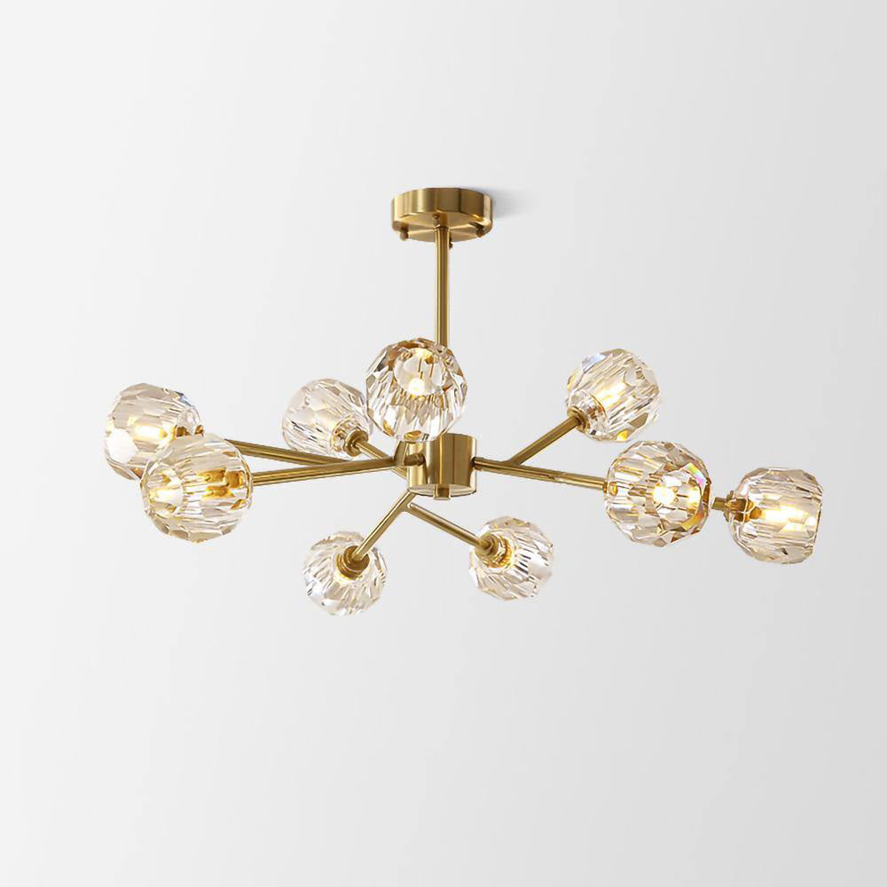 Crystal Ball Round Cluster Chandelier - Elegant Glass Sphere Ceiling Light Fixture for Dining Room, Bedroom & Living Room Decor