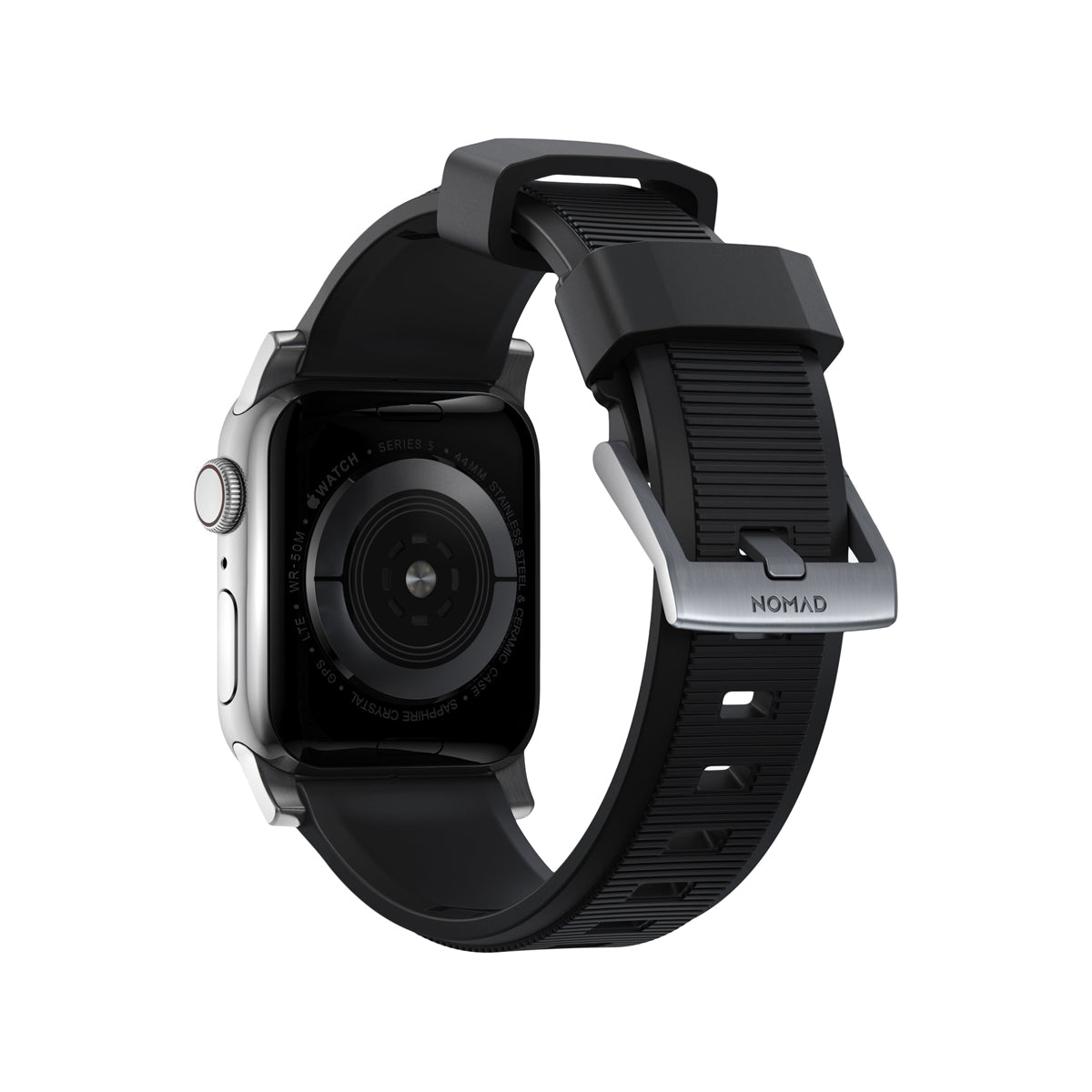 Nomad Rugged Band for Apple Watch 41mm - Silver Stainless Steel Hardware | Durable Sport Strap for Outdoor Activities, Hiking & Workouts