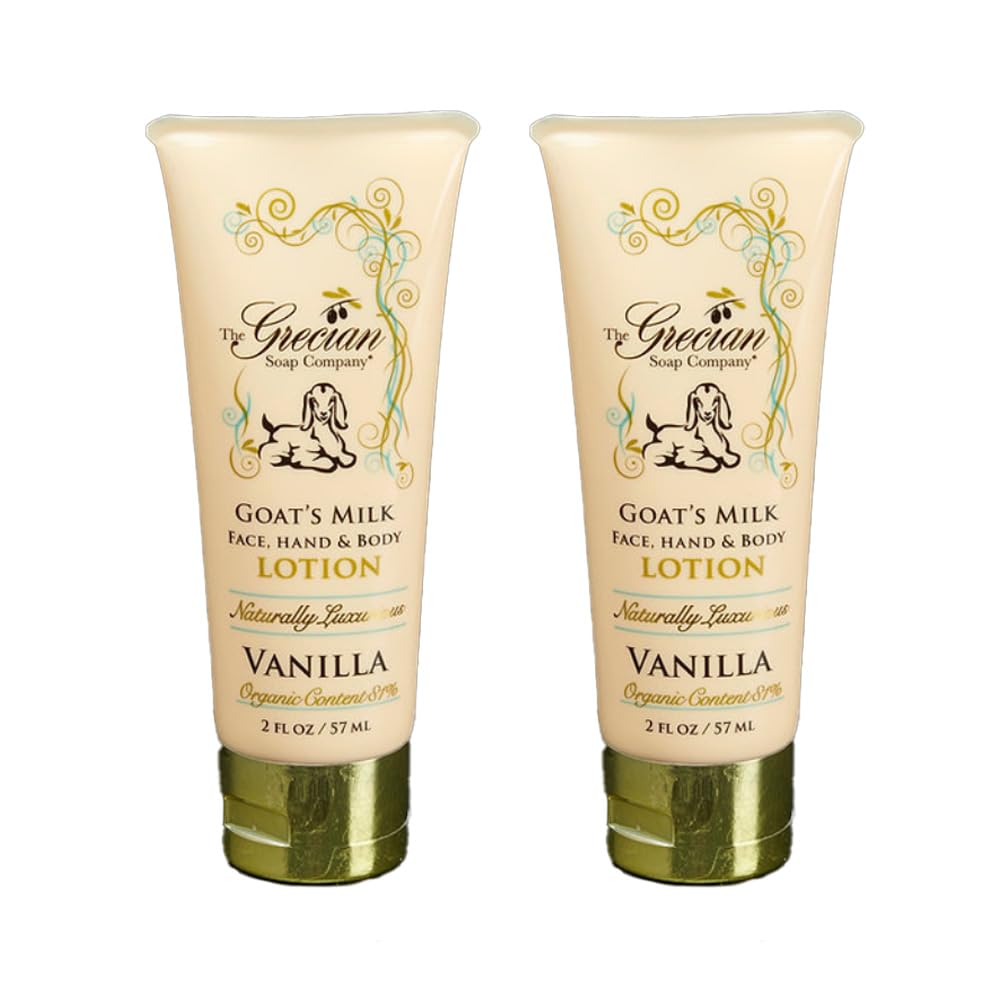Premium Organic Goat Milk Lotion 2-Pack - Vanilla Scented Nourishing Face, Hand & Body Cream for Women - Hydrating & Luxurious Skincare for Dry Skin - Perfect for Daily Moisturizing & Nighttime Routine