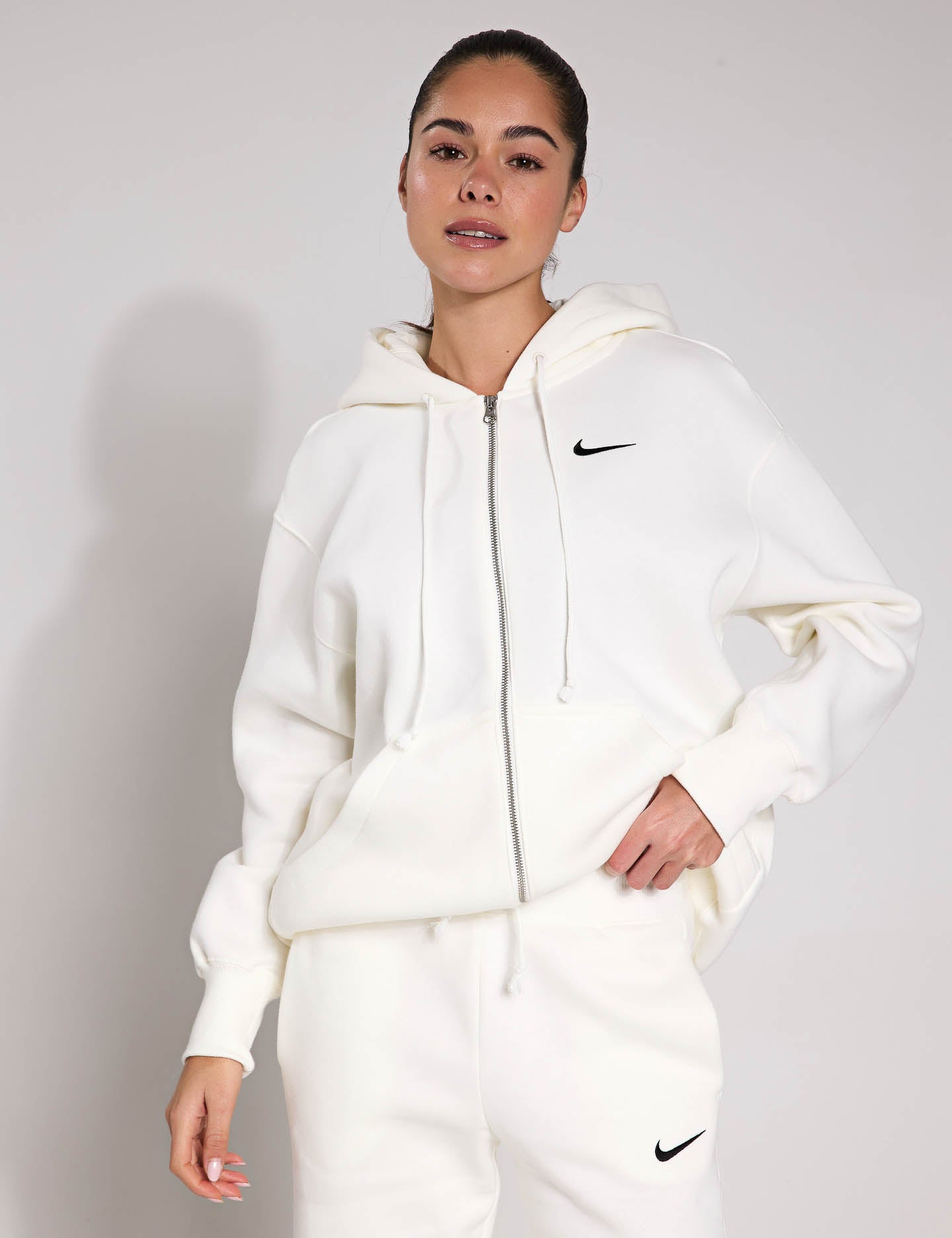 Phoenix Fleece Oversized Hoodie for Men & Women - Sail/Black - Cozy Sportswear for Running, Gym, and Casual Wear