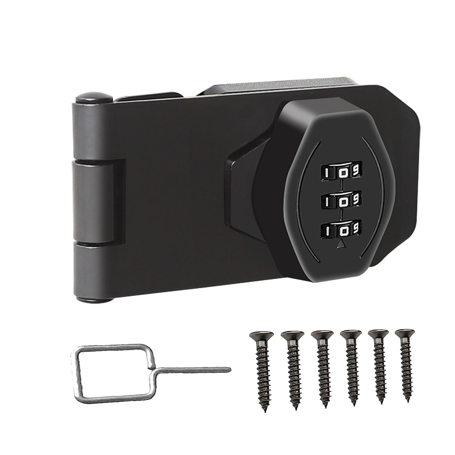 V·RESOURCING 3-Digit Keyless Cabinet Combination Lock - Secure Twist Knob Hasp Latch for Small Doors, Cabinets, Barn Doors, Bathrooms & Outdoor Use (3 Inch, Black) | Ideal for Home, Office, Storage & Shed Security