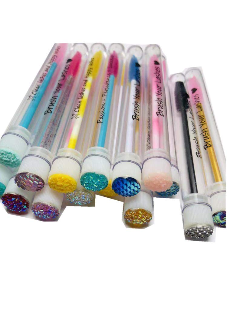 Disposable Mascara Brushes - 20 Pack Diamond Eyelash Spoolies with Sanitary Tubes - Perfect for Makeup Artists, Salons & Personal Use - Ideal for Lash Extensions, Mascara Application & Eyebrow Grooming