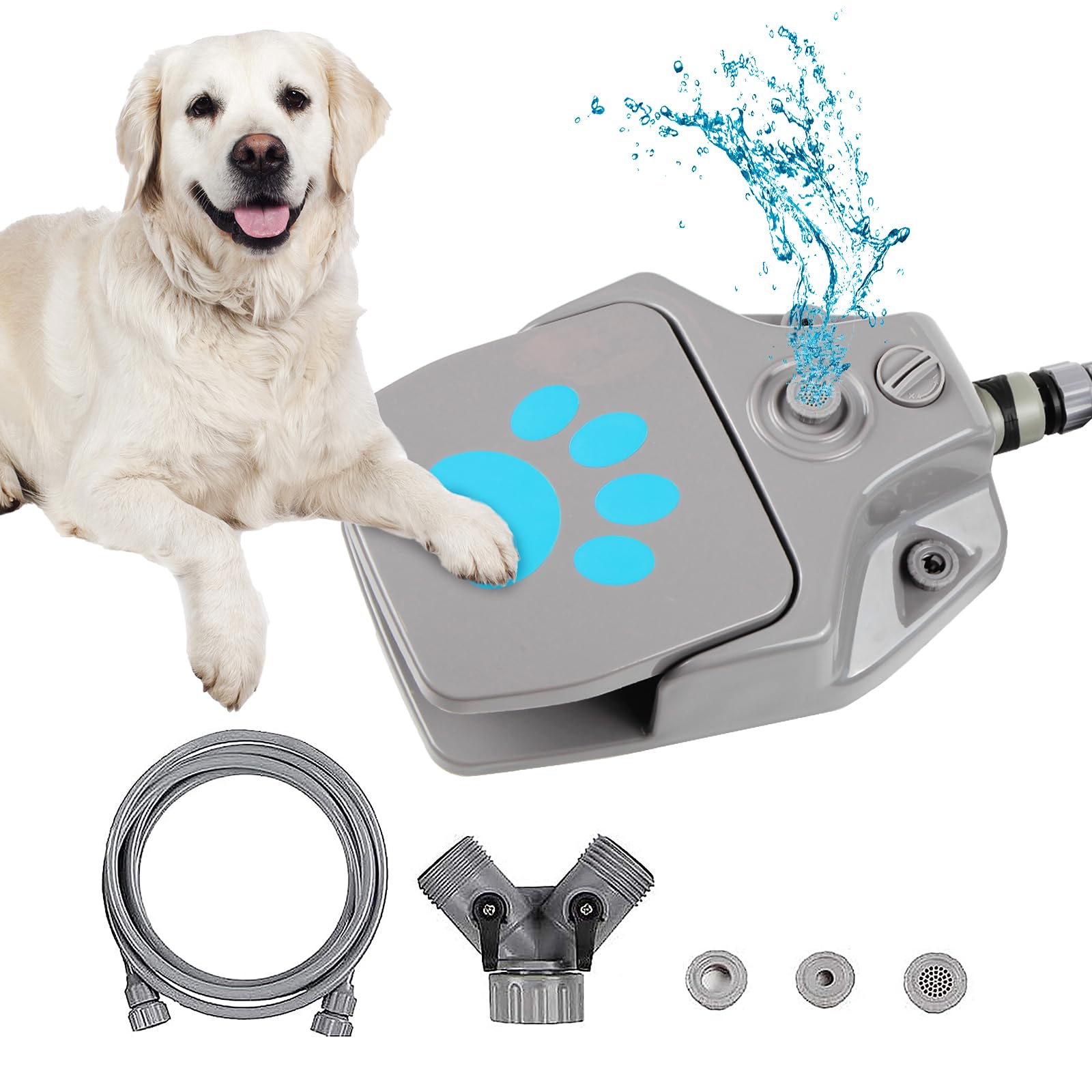 **Upgrade Automatic Pet Water Fountain - Step-On Paw Activated Outdoor Dog Water Dispenser with 3 Nozzles for Small, Medium & Large Dogs - Perfect for Backyard, Patio & Travel Use**