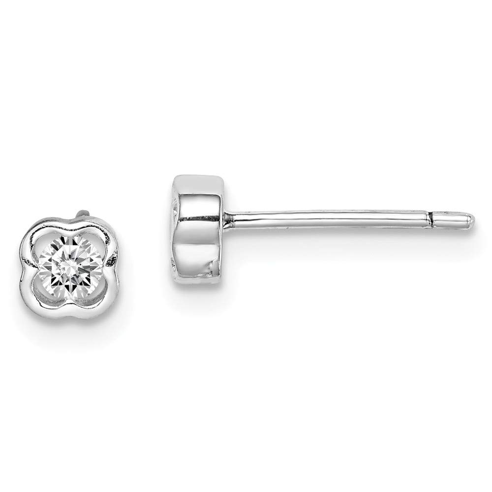 Sterling Silver Rhodium Plated Cubic Zirconia Post Earrings for Women - Elegant & Hypoallergenic Stud Earrings for Everyday Wear, Parties & Gifts