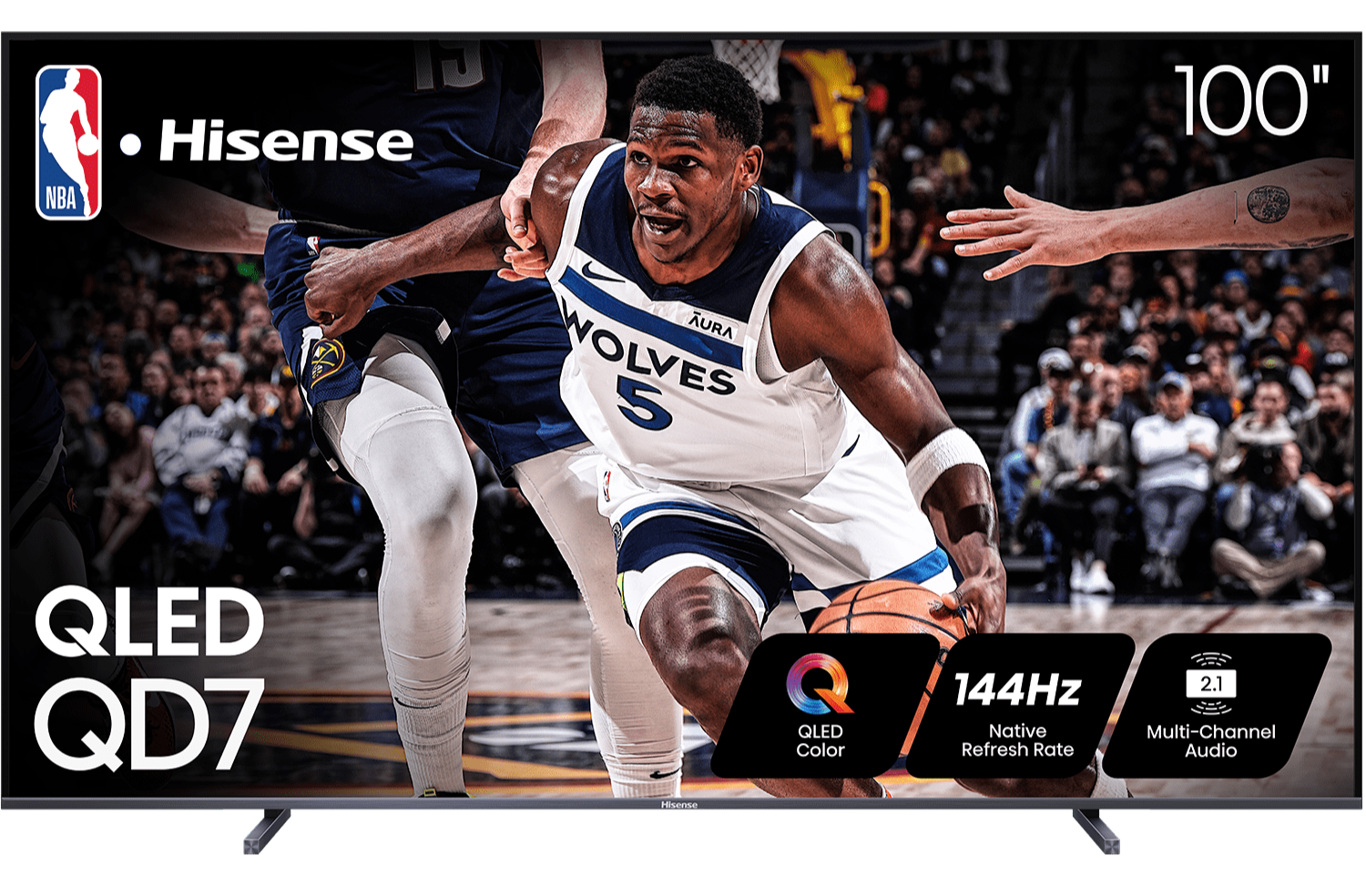 Hisense 100 Inch Class QD7 Series QLED 4K UHD Google Smart TV (100QD7N) - Immersive Home Theater Experience for Movies, Gaming & Streaming