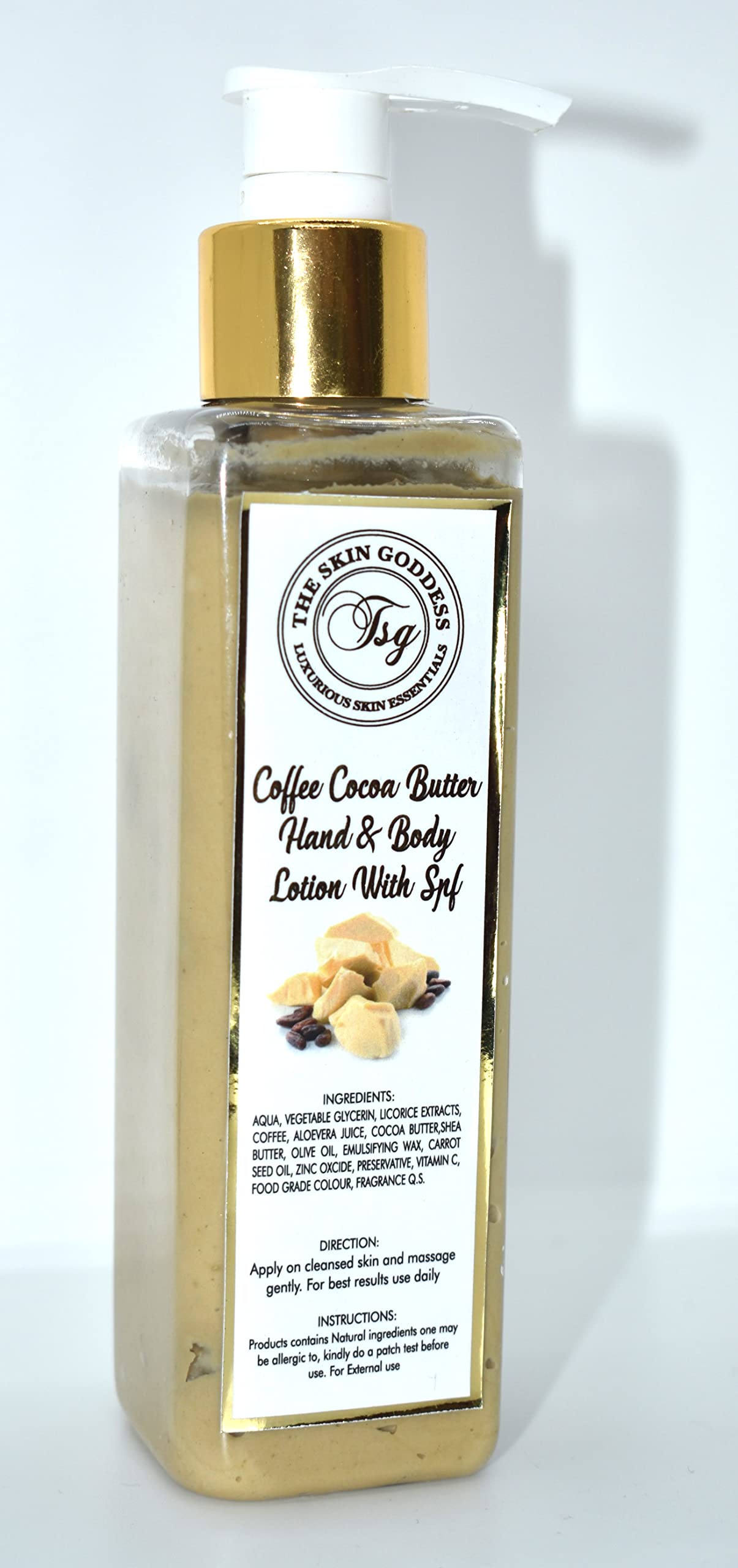 Organic Coffee Cocoa Body Butter - SPF Moisturizing Hand & Body Lotion (200ml) for Dry Skin Care | Perfect for Daily Hydration & Sun Protection