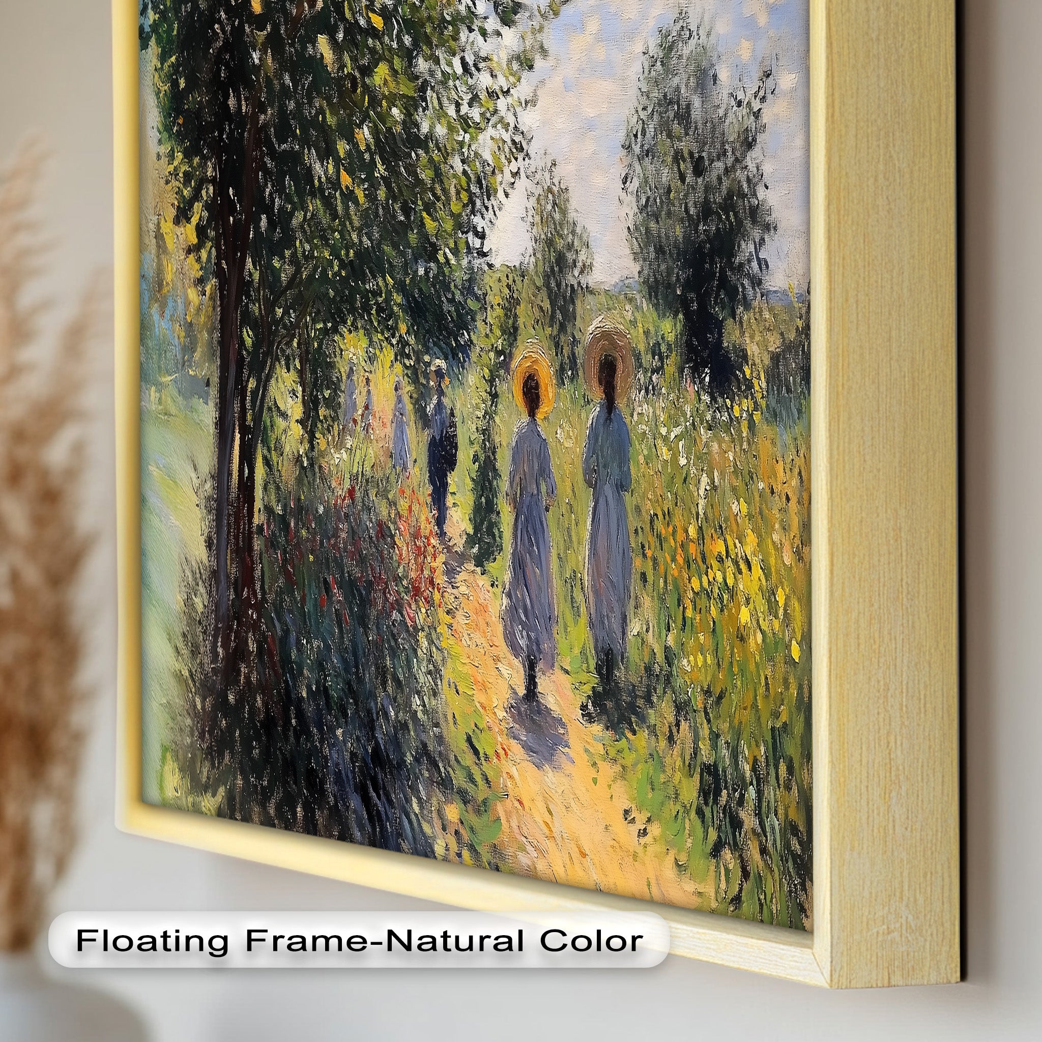 Afternoon Stroll - Sun Dappled Garden Walk Oil Painting Wall Art - Hand Painted Landscape Canvas for Living Room, Bedroom Decor - Perfect Gift for Home & Office
