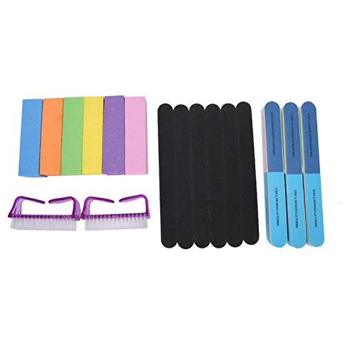 17-Piece Professional Nail Art Kit with Nail Files, Polish Remover, Sanding Block, Polishing Strips, Dust Brush & Soak Off Clips - Complete Manicure Pedicure Tools Set for Salon & Home Nail Care