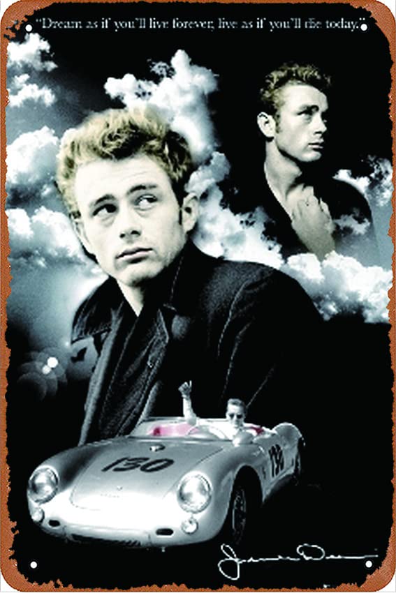 Vintage James Dean Poster - Retro Metal Tin Sign Wall Art for Bars, Coffee Shops & Home Decor (12x8 Inch) - Perfect for Man Cave, Diner & Retro Themed Rooms