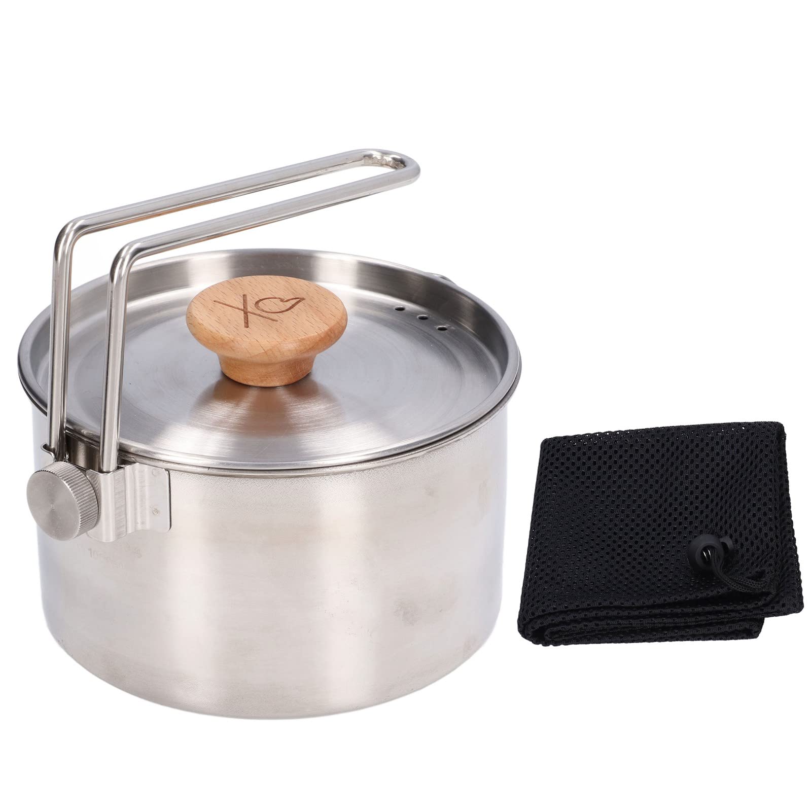 Wobythan 1000ml Stainless Steel Camping Pot - Portable Outdoor Cooking Pot with Detachable Handle for Hiking, Backpacking & Travel - Perfect for Boiling Water, Making Coffee, Tea & Meals in the Wild
