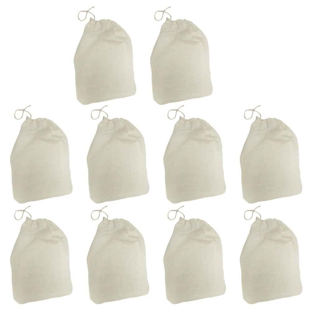 Yardwe Reusable Cheesecloth Bags - 10 Pack 8x10cm Coffee Filters for Loose Leaf Tea, Nut Milk & Soup Straining | Eco-Friendly Tea Filter Bags & Drawstring Mesh Pouches | Perfect for Homemade Coffee, Herbal Tea & DIY Nut Milks