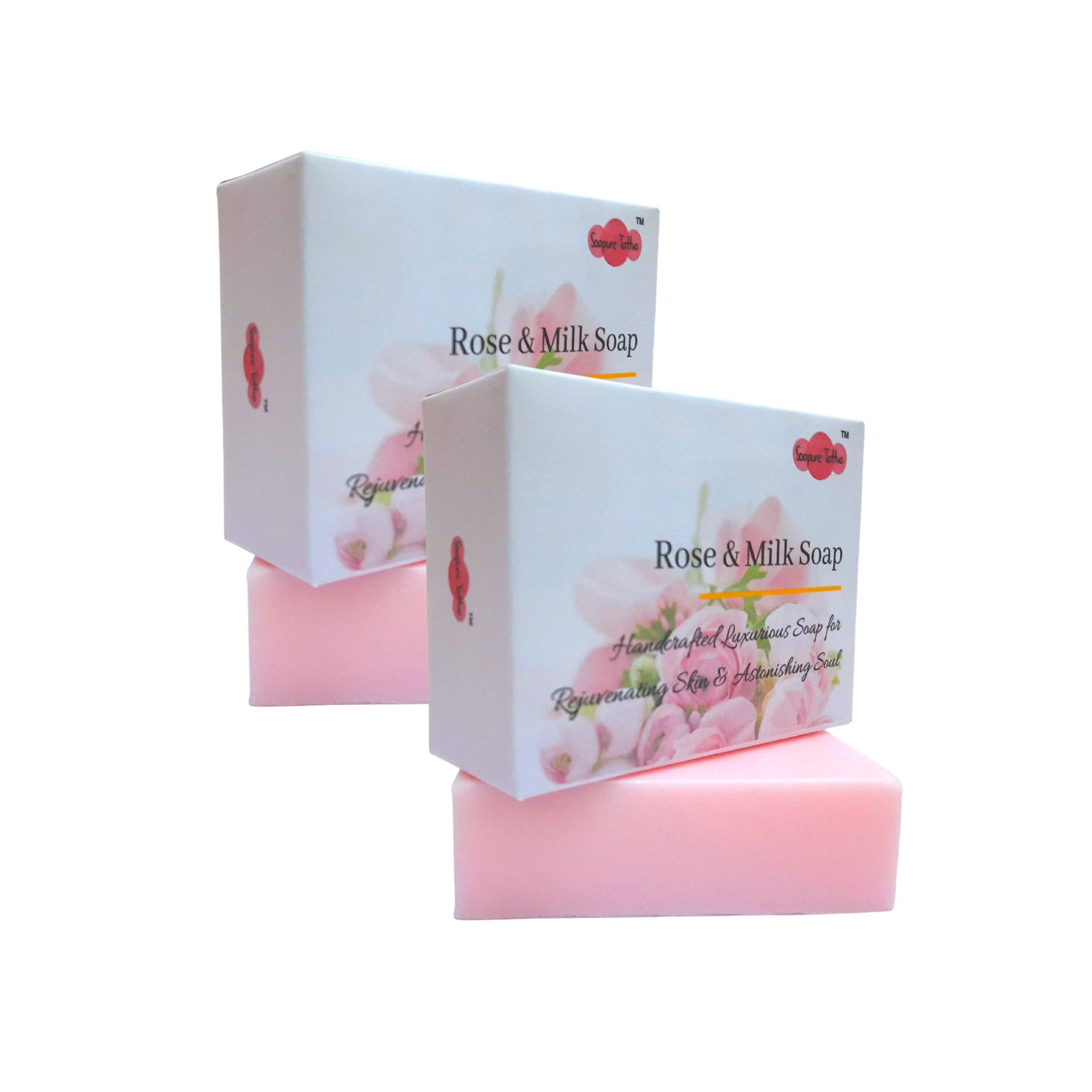 Soapure Tattva Rose & Milk Handmade Luxury Soap with Natural Saffron - Skin Brightening & Moisturizing Bar Soap for Women & Men (Pack of 2, 2x125g) - Perfect for Daily Skincare, Spa Day & Gift Giving