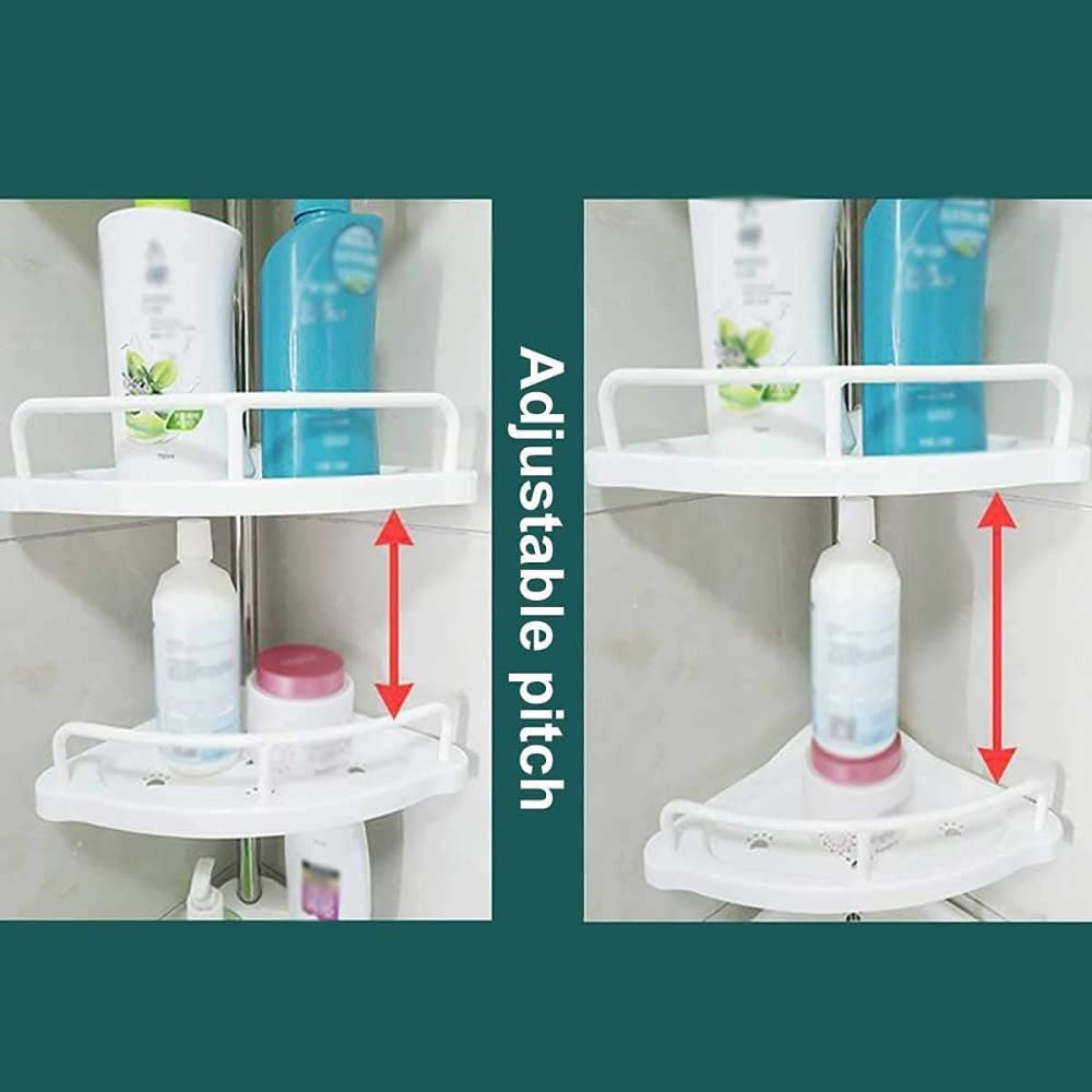 Adjustable Telescoping Corner Shelf for Bathroom - Single Pole Floor Stand Triangle Storage Tray - Perfect for Small Spaces, Shower Organizer & Toilet Storage