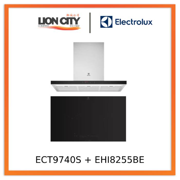 Electrolux ECT9740S 90cm UltimateTaste 500 Stainless Steel Chimney Cooker Hood & EHI8255BE 80cm UltimateTaste 700 Built-In Induction Hob with 2 Cooking Zones - Perfect for Modern Kitchens and Professional Cooking