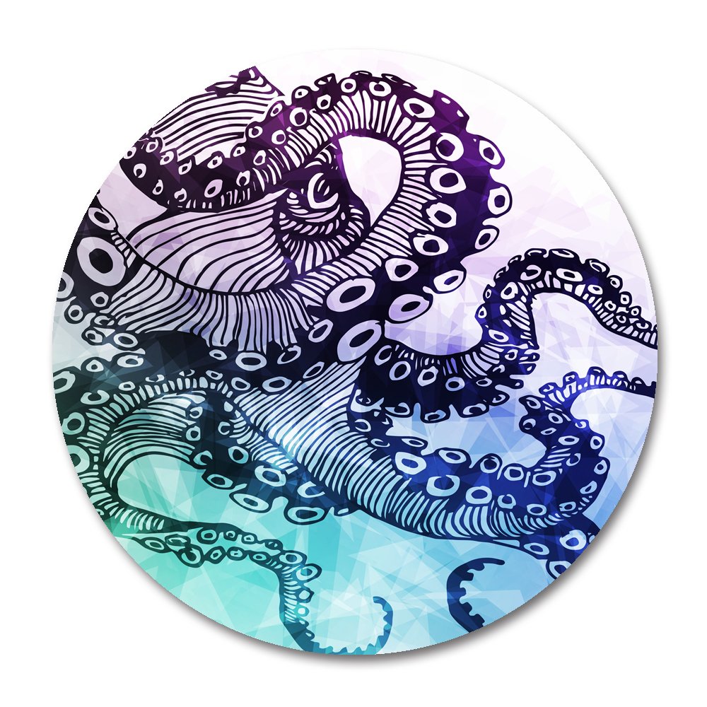 Blue Purple Octopus Round Mouse Pad - Non-Slip Rubber Gaming Mousepad for PC & Laptop - Perfect for Office Work, Gaming, and Graphic Design