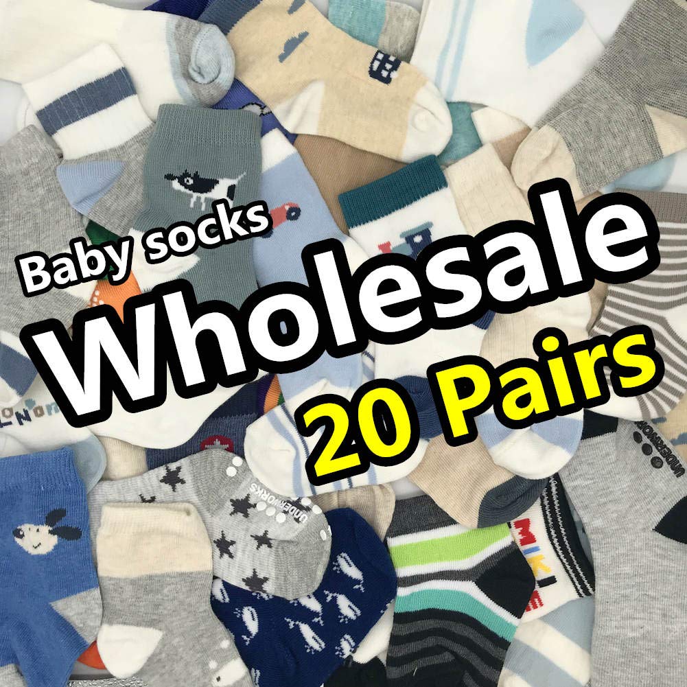 20 Pairs Baby Boy & Girl Cotton Socks Bulk Wholesale - Soft Toddler Kids Socks Bundle with Random Patterns - Perfect for Daily Wear, Playtime & Gift Giving