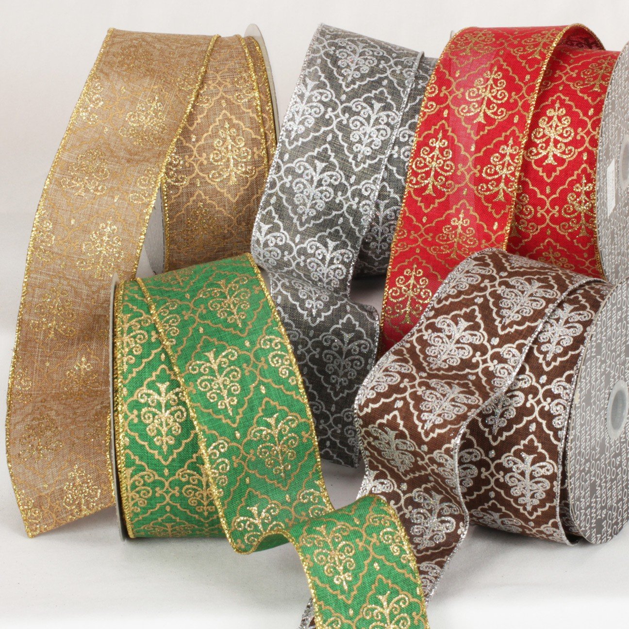 Premium Green Wired Craft Ribbon with Gold Tree Design - 2.5 Inch x 20 Yards for Gift Wrapping, Holiday Decorations & DIY Crafts