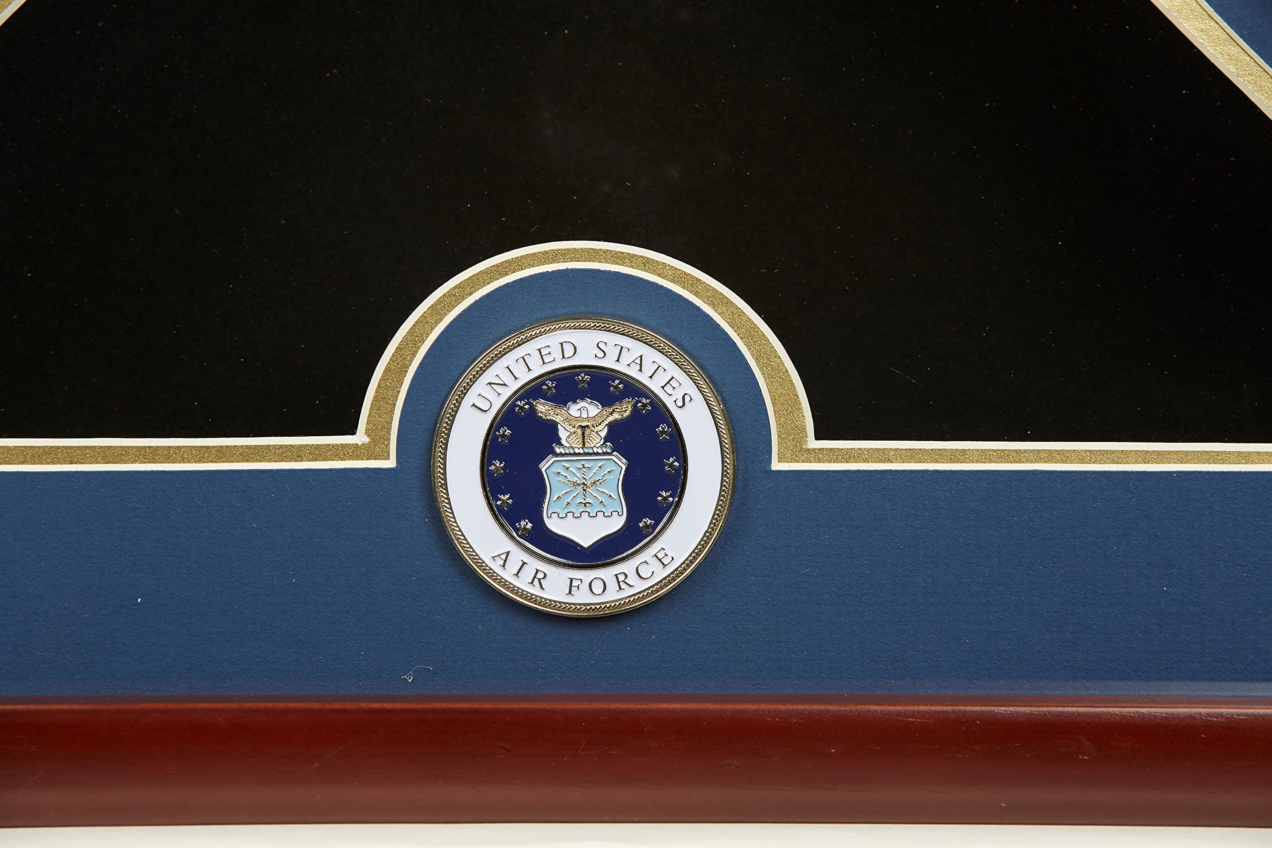 Premium US Flag Display Case with Air Force Medallion - Handcrafted in USA from High-Quality Materials - Perfect for Military Home Decor & Patriotic Gift Giving