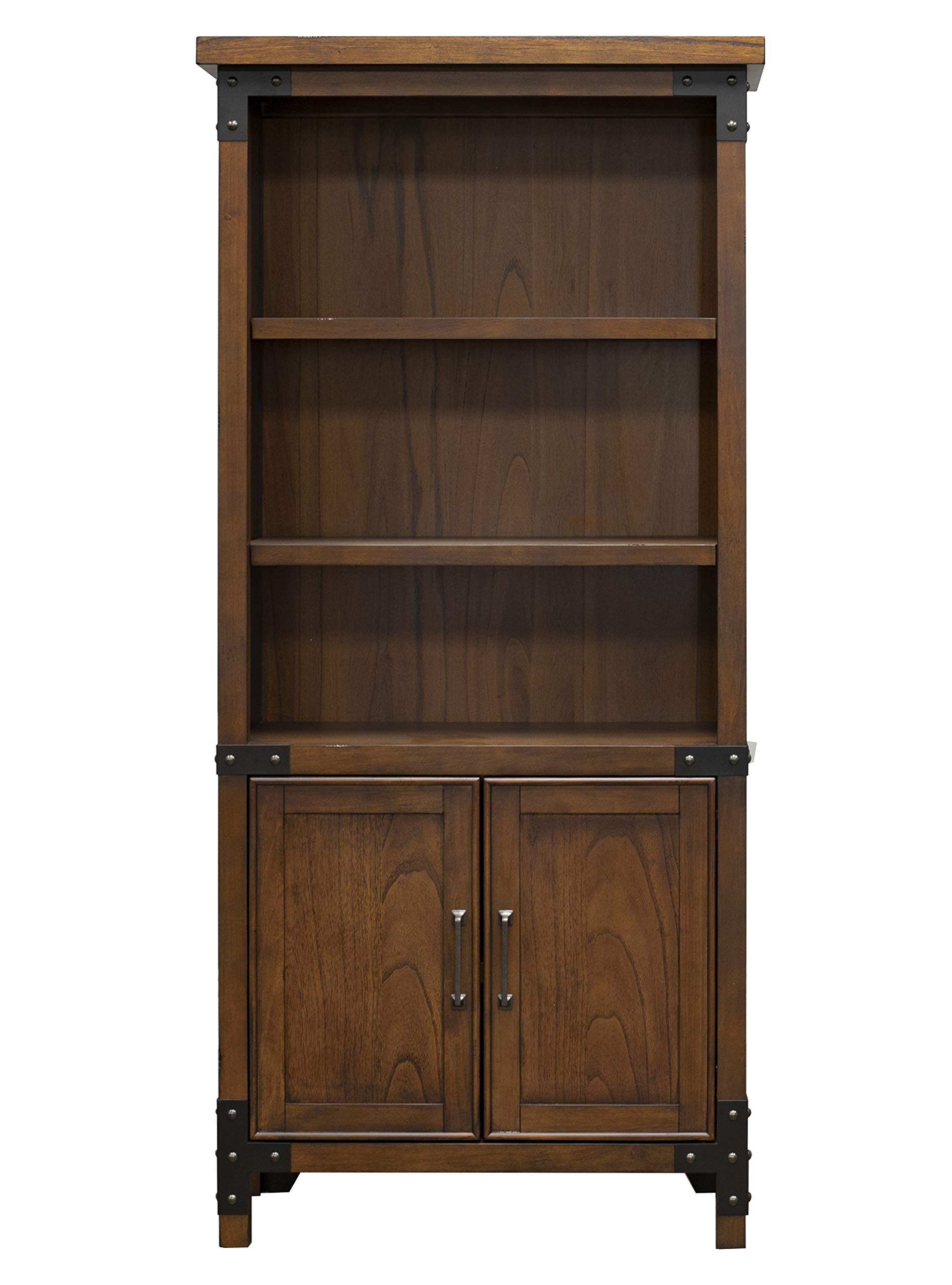Martin Furniture DOOR BOOKCASE - Brown Wooden Bookshelf with Glass Doors for Living Room, Office & Library Storage | Stylish Home Decor & Organizer for Books, Display Items & Collectibles