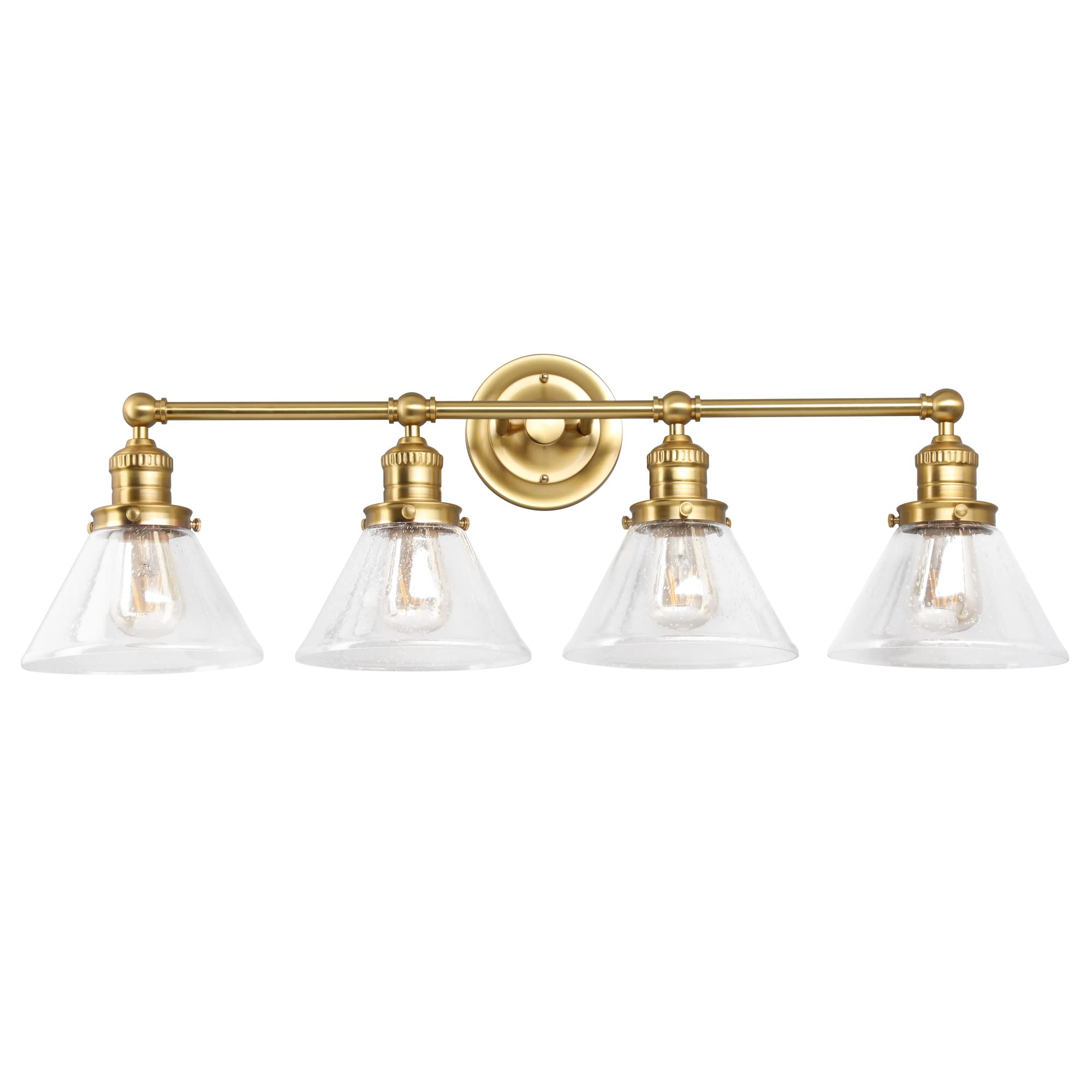 Design House 589044-SG Augustin Transitional 4-Light Dimmable Bathroom Vanity Light Fixture with Clear Seedy Glass Shades - Satin Gold Finish for Mirror Lighting | Perfect for Modern Bathrooms, Powder Rooms & Home Renovations