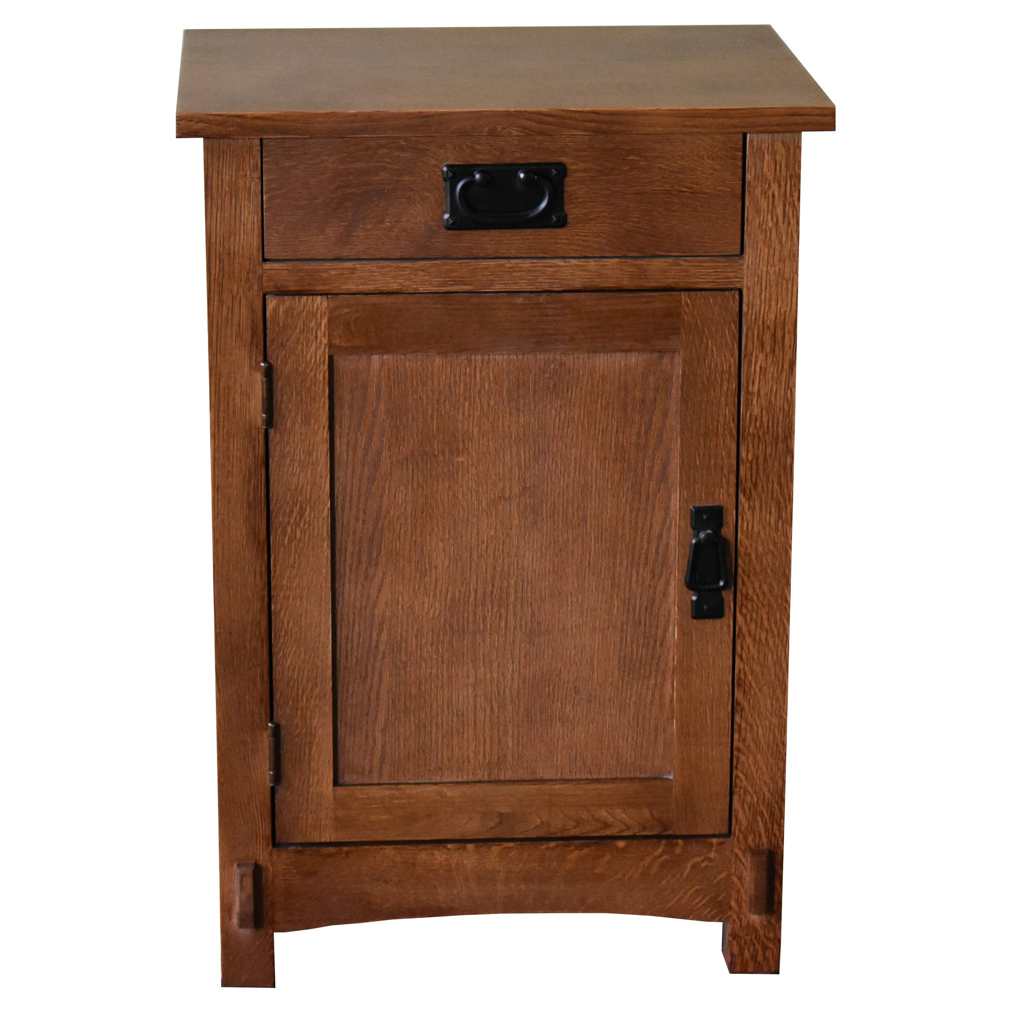Mission Style Arts and Crafts Nightstand with 1 Door and 1 Drawer - Perfect for Bedroom, Living Room, or Home Office Storage