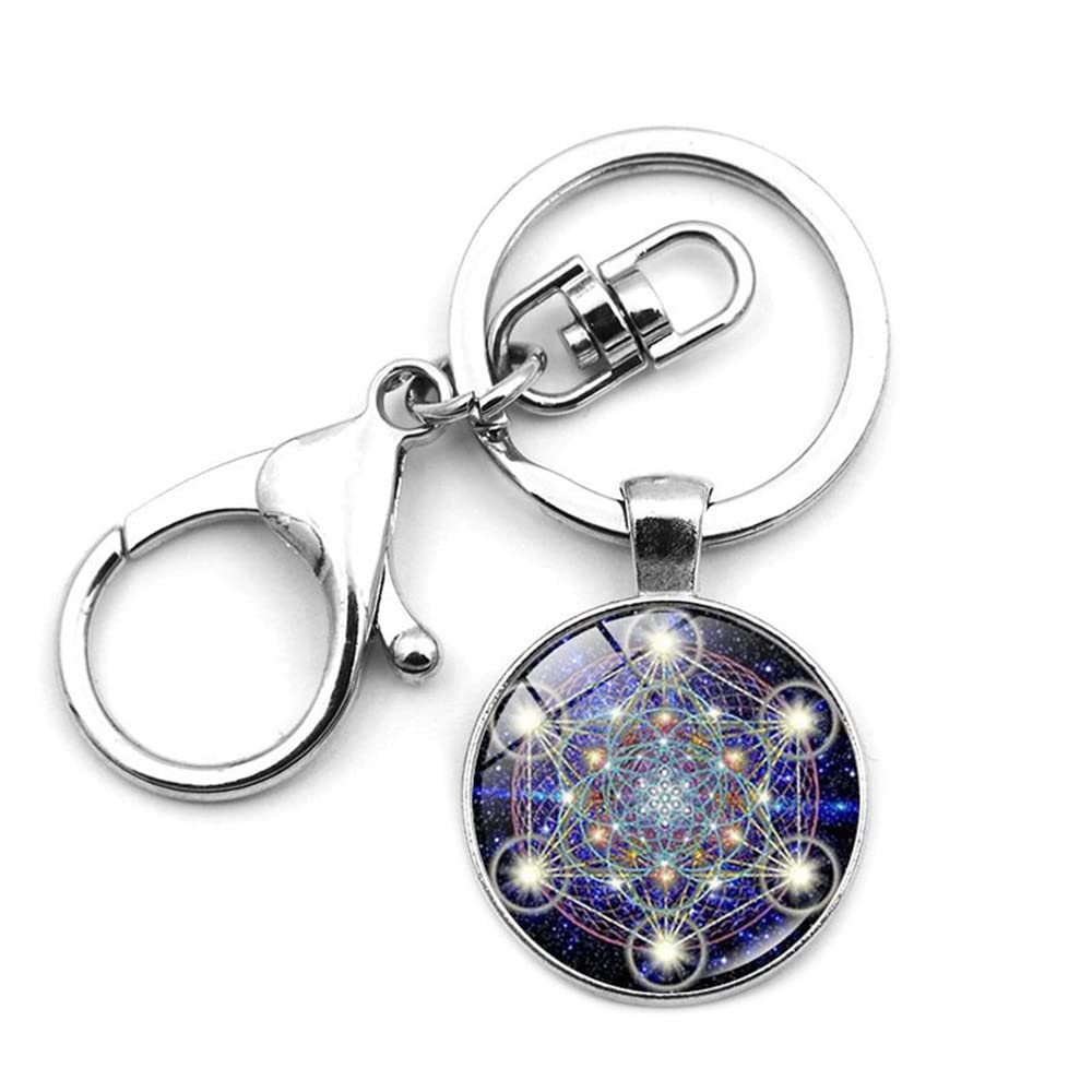 Metatron's Cube Keychain for Women & Men - Sacred Geometry Flower of Life Key Ring Organizer, Zinc Alloy Spiritual Talisman Key Holder for Home & Car Keys (Gift Packaging Included) - Perfect for Meditation, Yoga, Spiritual Protection & Everyday Use