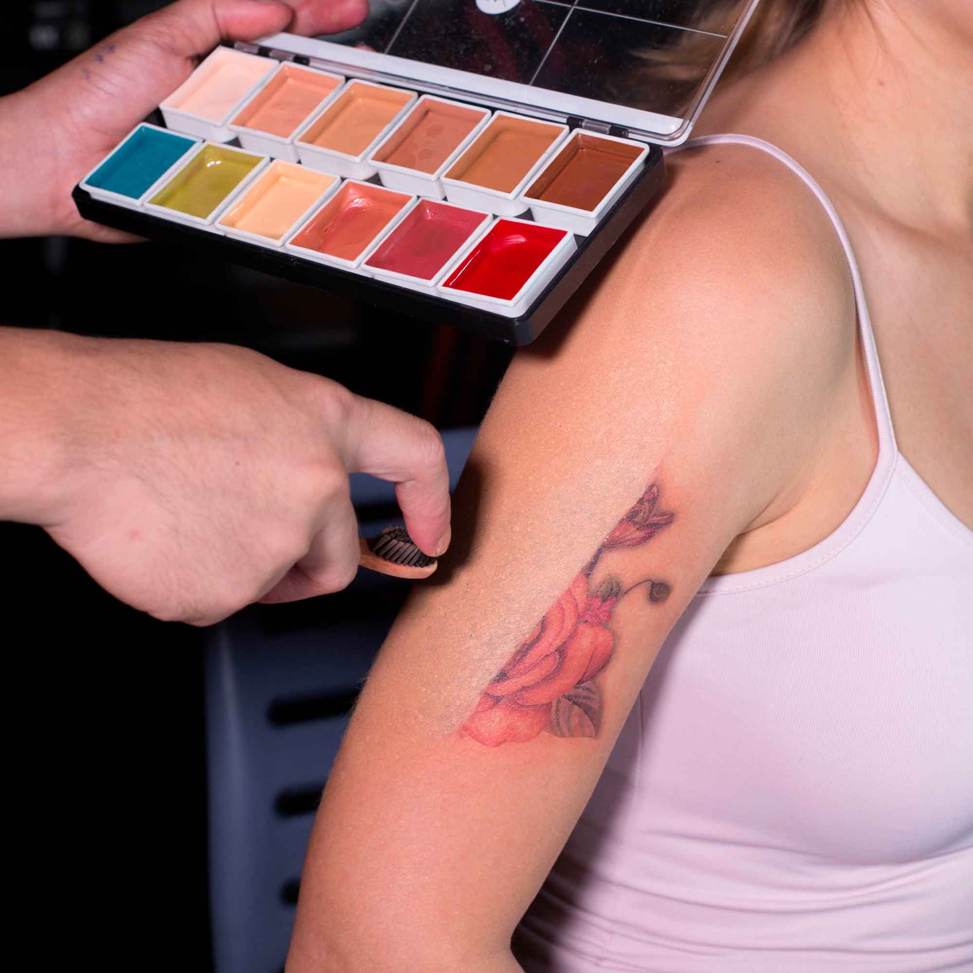 12 Color Flesh Tone Alcohol Activated Palette - Professional Makeup FX Palette for Face & Body Painting - Perfect for Halloween, Cosplay, and Special Effects Makeup Artists