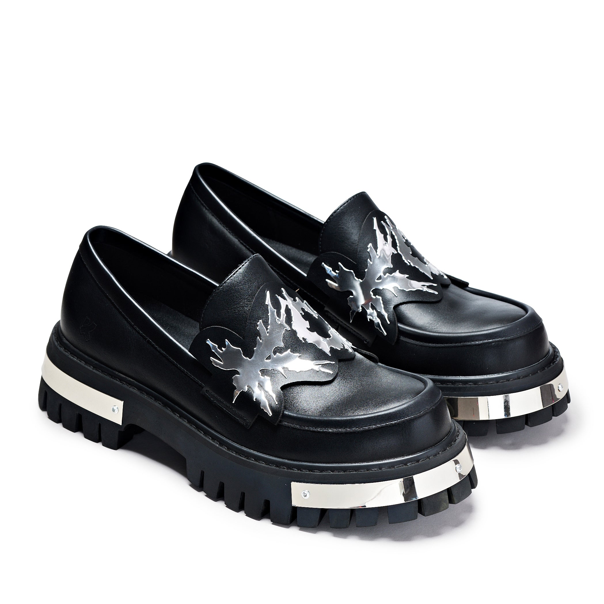 Stylish Black Metal Loafers for Men & Women - Comfortable Slip-On Dress Shoes for Office, Party & Casual Wear