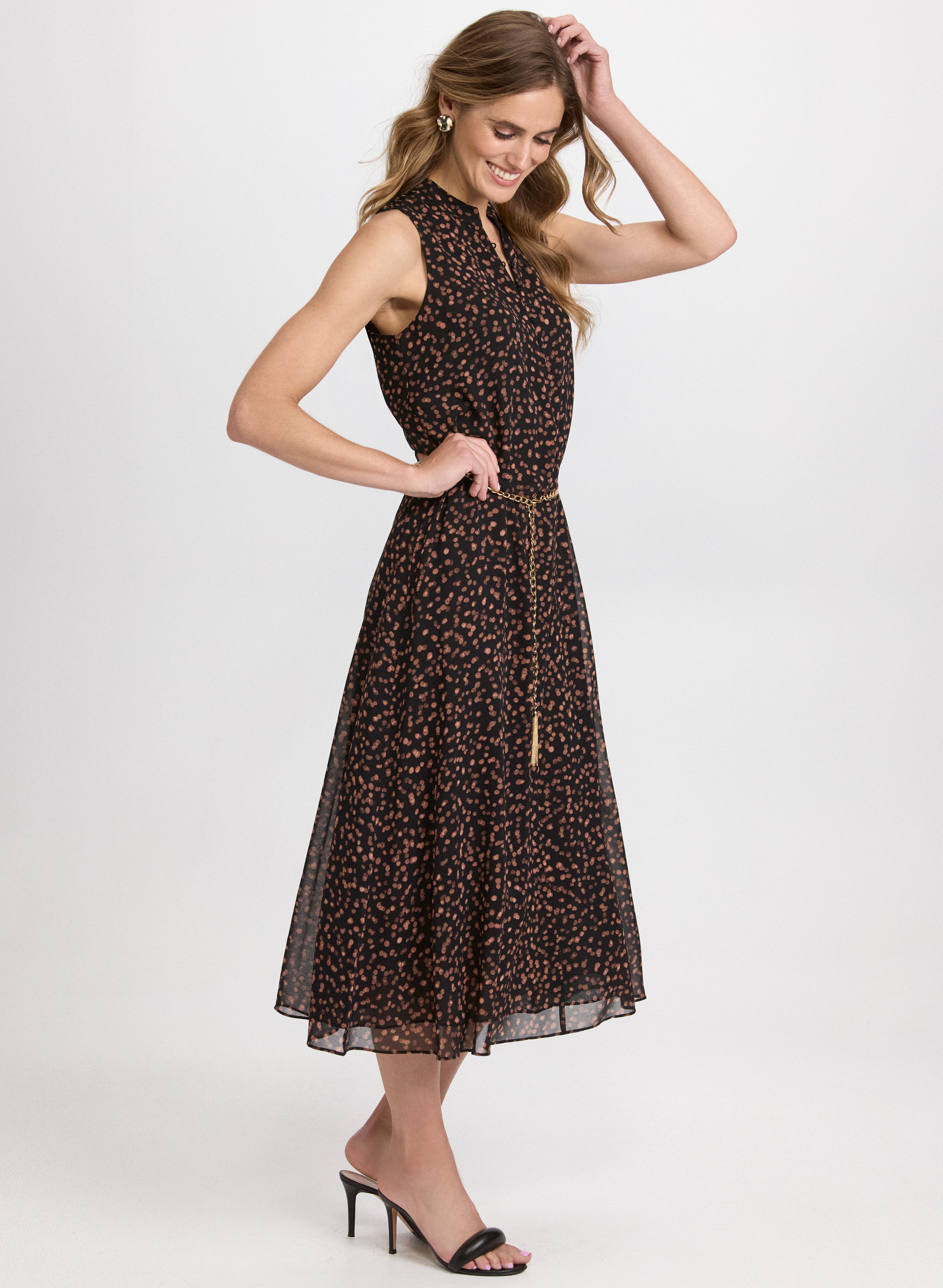 Dot Print Dress - Black Pattern Laura Style 100112 090 | Floral Summer Dress for Women | Perfect for Parties, Weddings & Date Nights