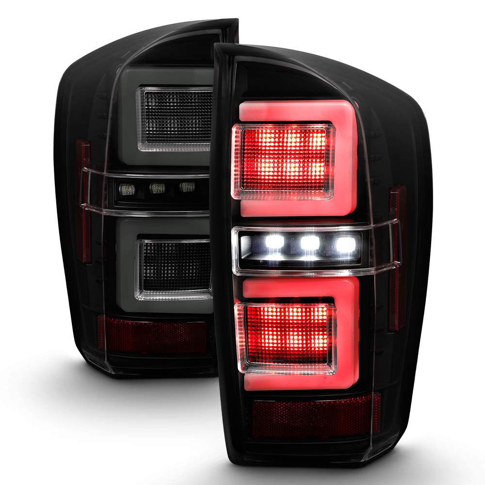 ACANII Black Smoked LED Tail Lights for 2016-2023 Toyota Tacoma - Dual Tube Brake Lamps (Driver & Passenger Side) | Enhanced Visibility & Style for Night Driving & Off-Road Adventures
