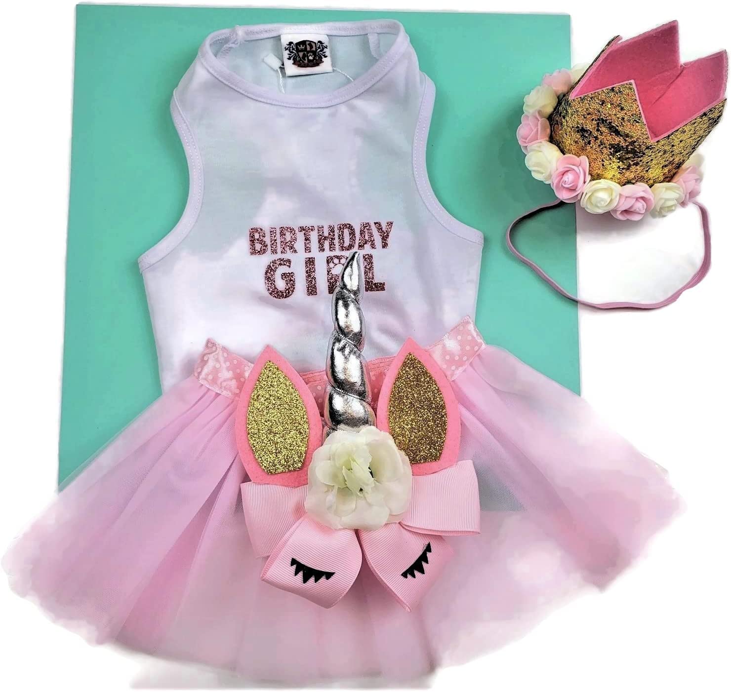 Pink Unicorn Dog Birthday Costume - Large Size | Cute Pet Party Outfit for Birthday Celebrations & Photo Shoots