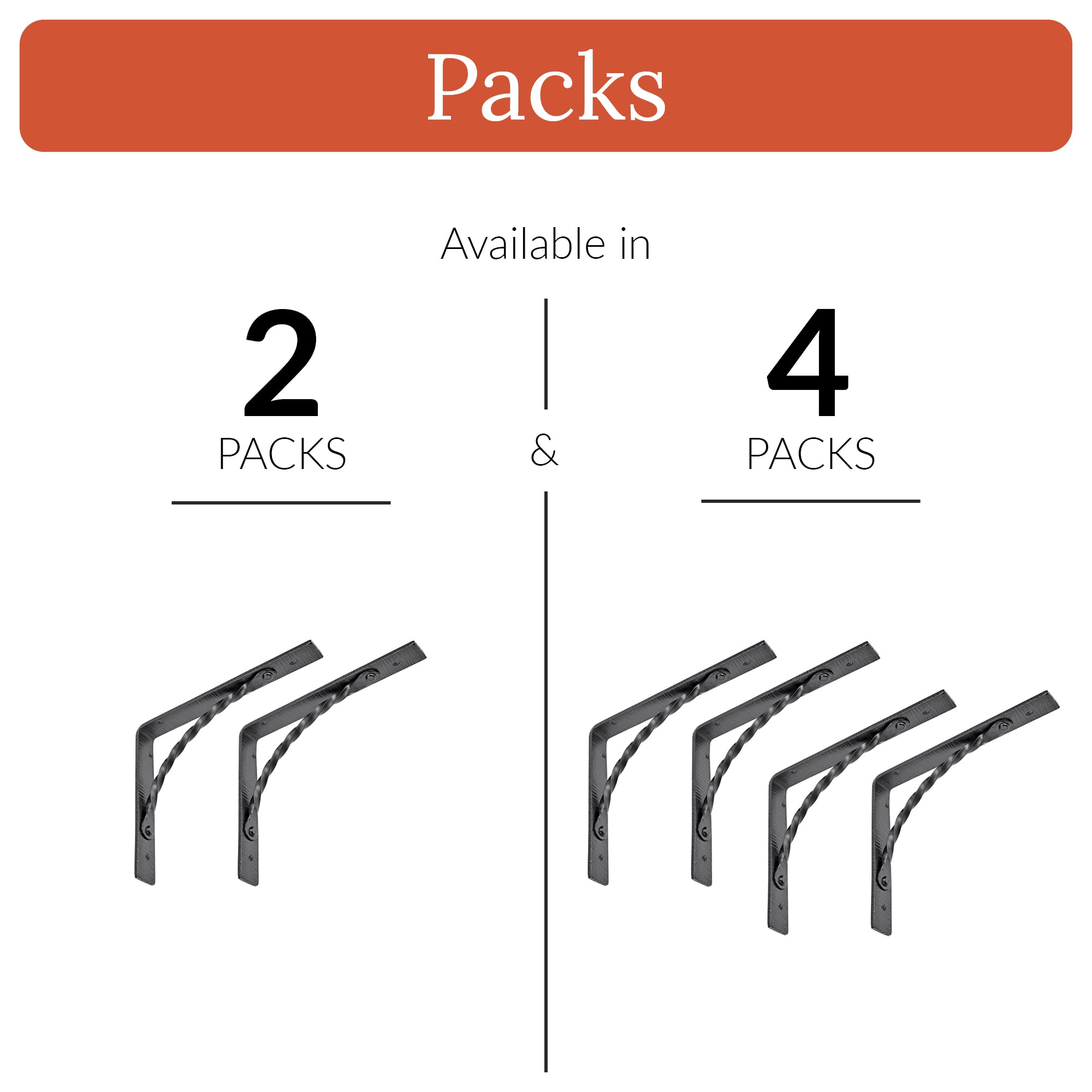 4 Pack 12x10 Inch Heavy Duty Black Metal Wall Shelf Brackets - Rustic Cast Iron Floating Shelf Supports for Wood Shelves - Decorative Hacienda Series Hardware (Perfect for Living Room, Kitchen, Bathroom Storage & Display)