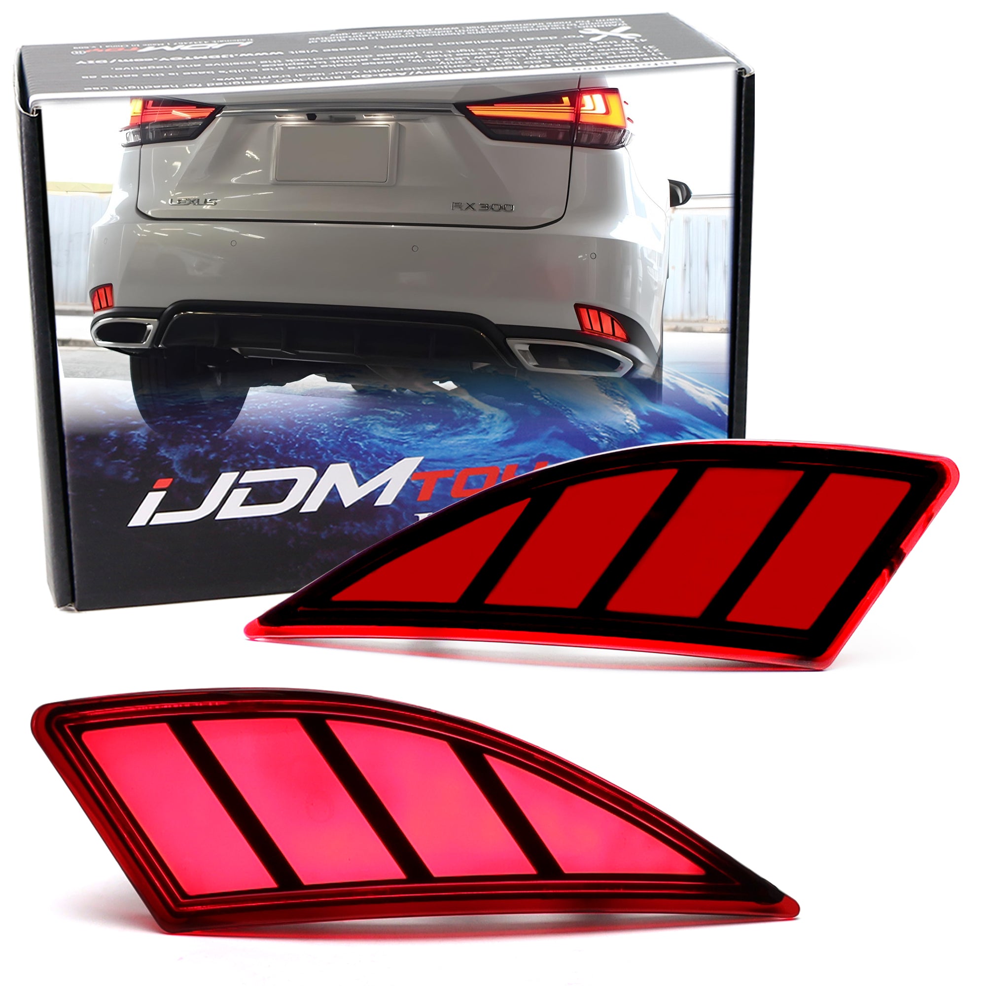 Full LED Bumper Reflector Lights for Lexus RX 2020-2022 Models with Brake Signal Function - Upgrade Your Car's Rear Lighting for Enhanced Safety & Style