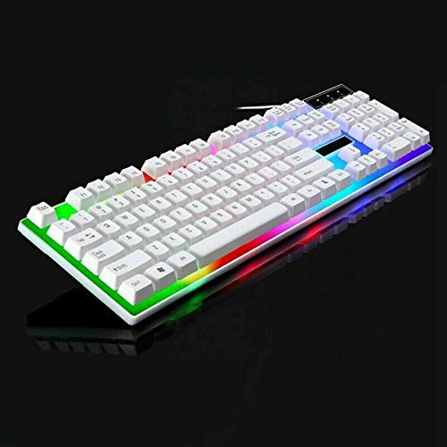 Rainbow Gaming Keyboard and Mouse Set - 7 Color RGB Backlit, Ergonomic Wired USB Combo for PC Gamers - Perfect for FPS, MOBA, and MMO Gaming Sessions