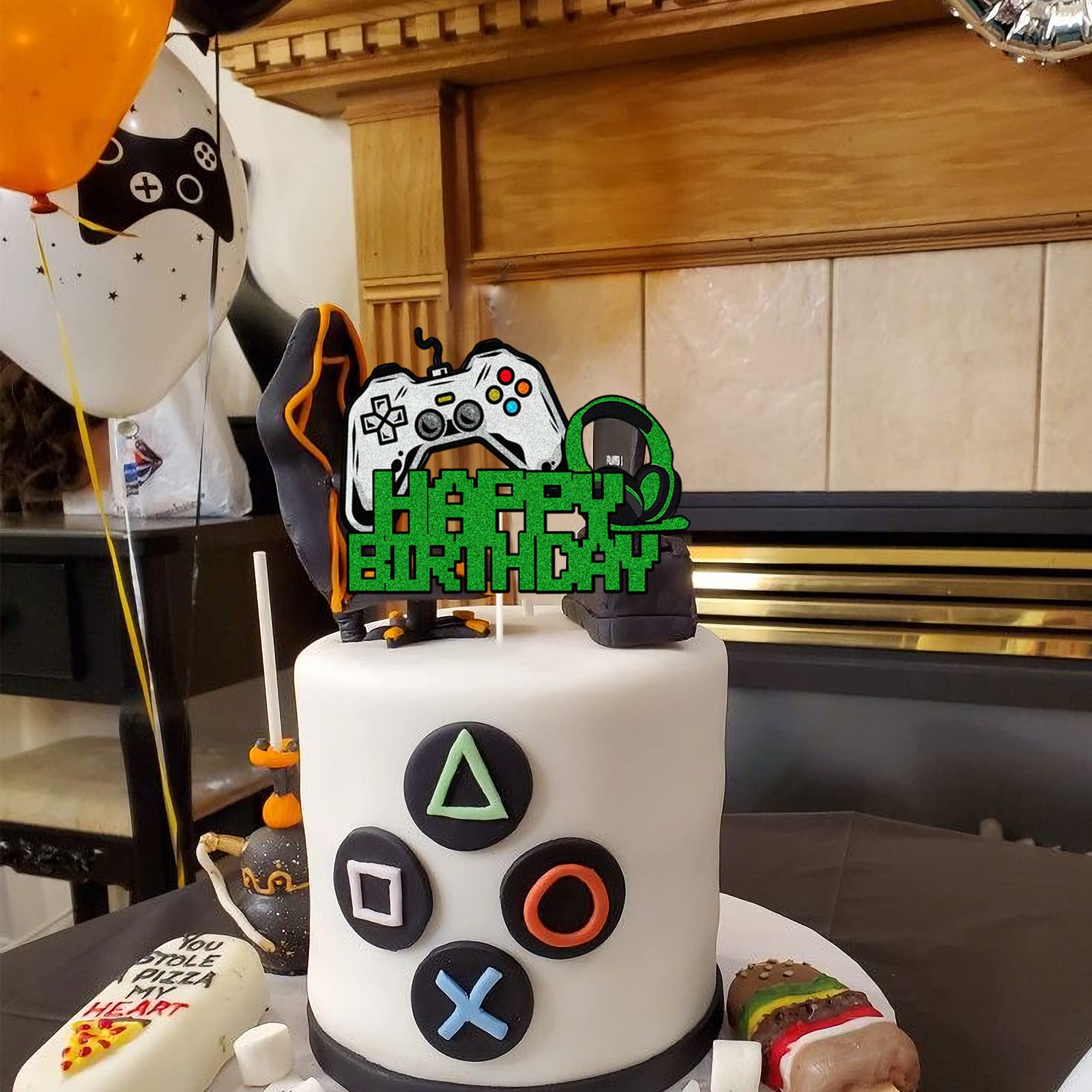Happy Birthday Cake Topper for Gamers - Video Game Themed Party Decoration for Boys & Girls - Gaming Cake Picks for Game Fans - Perfect for Birthday Parties, Gaming Events & Themed Celebrations