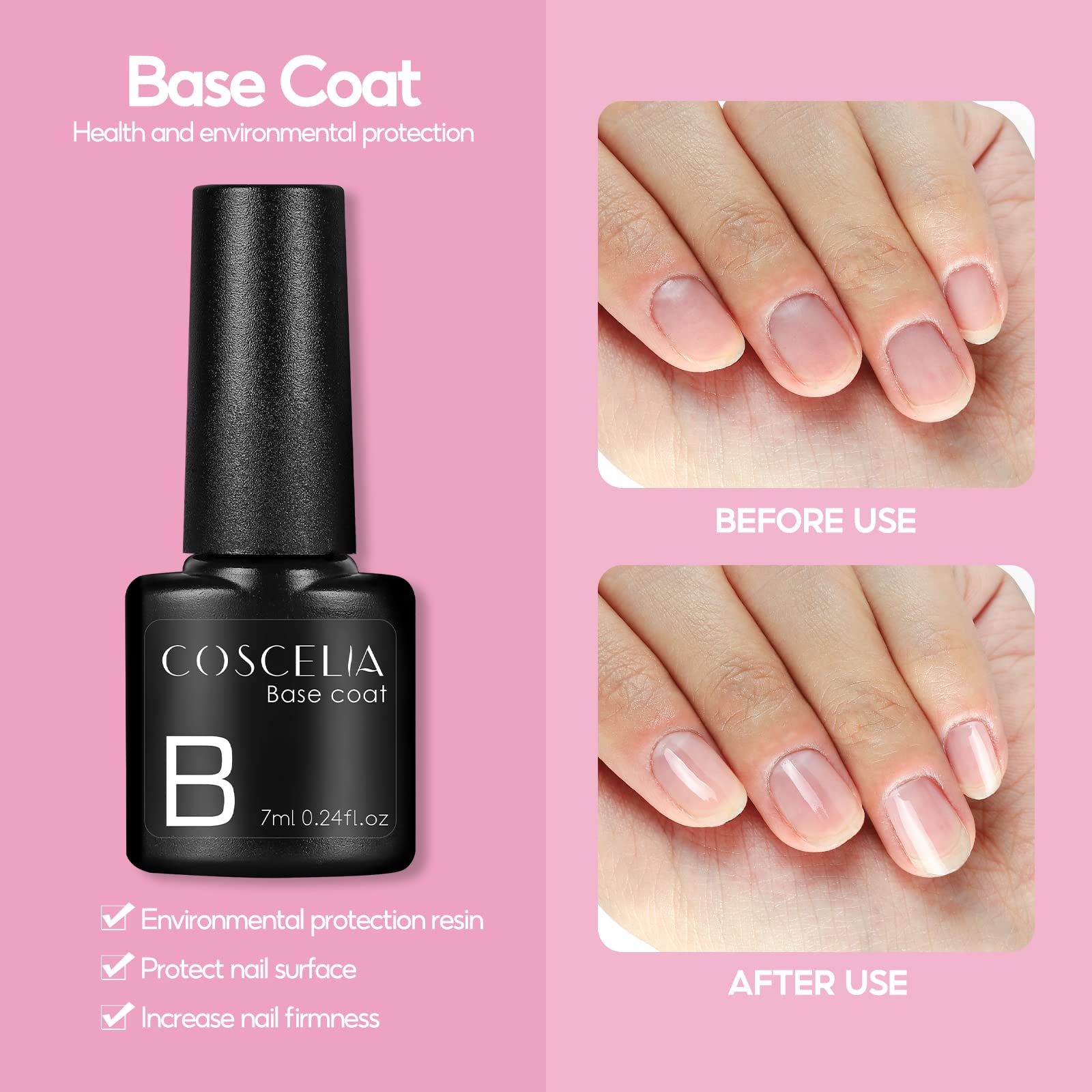 COSCELIA 36W UV LED Nail Gel Lamp with Base Coat & Top Coat - Professional Semi-Permanent Nail Dryer for Salon & Home Manicure, Perfect for Gel Polish Curing & Nail Art Design