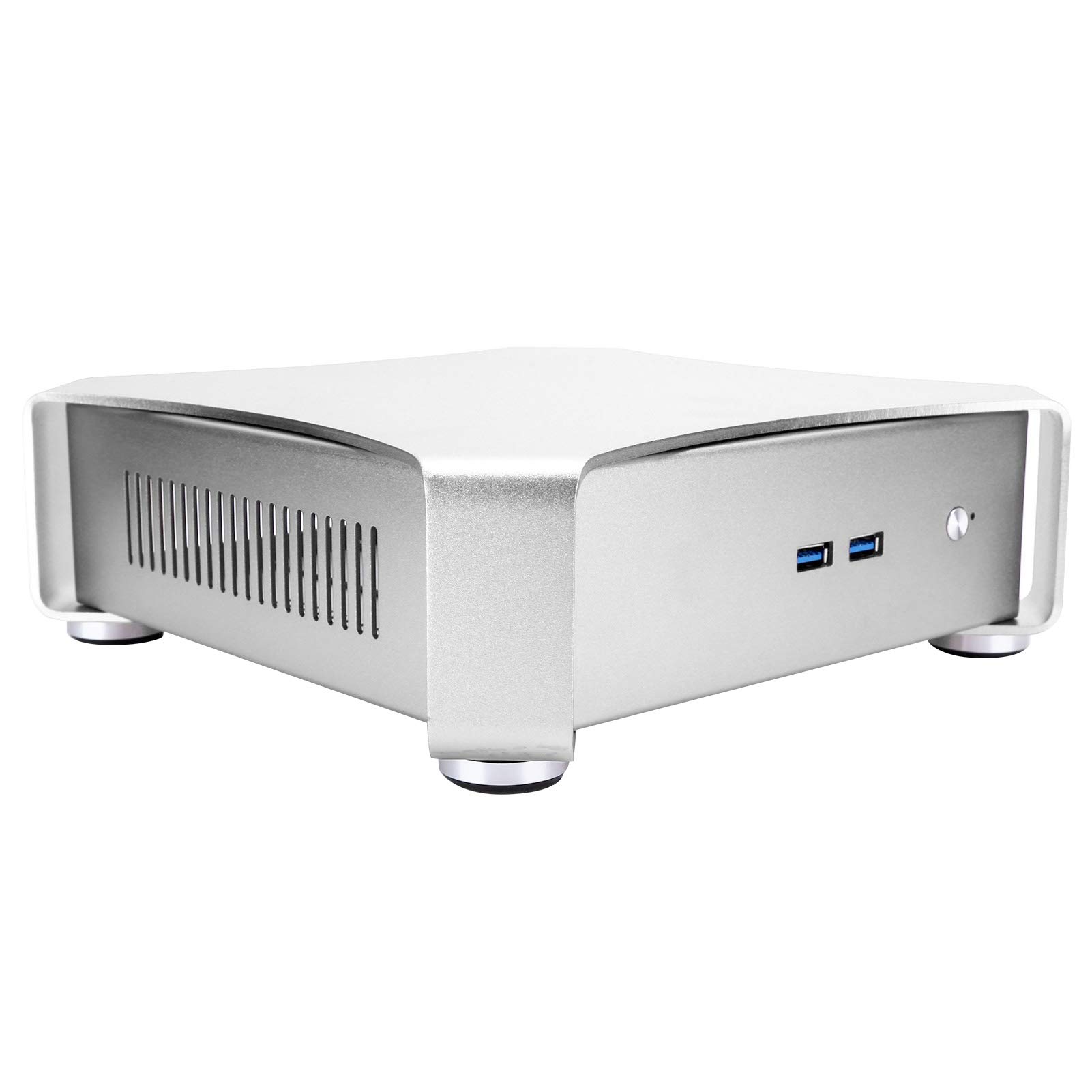 Sutinna Mini ITX PC Gaming Case - All Aluminum Small Form Factor HTPC Chassis with USB 3.0 for Desktop Gaming Computer (Silver) | Perfect for Home Gaming, Living Room Entertainment & Hotel PC Setups