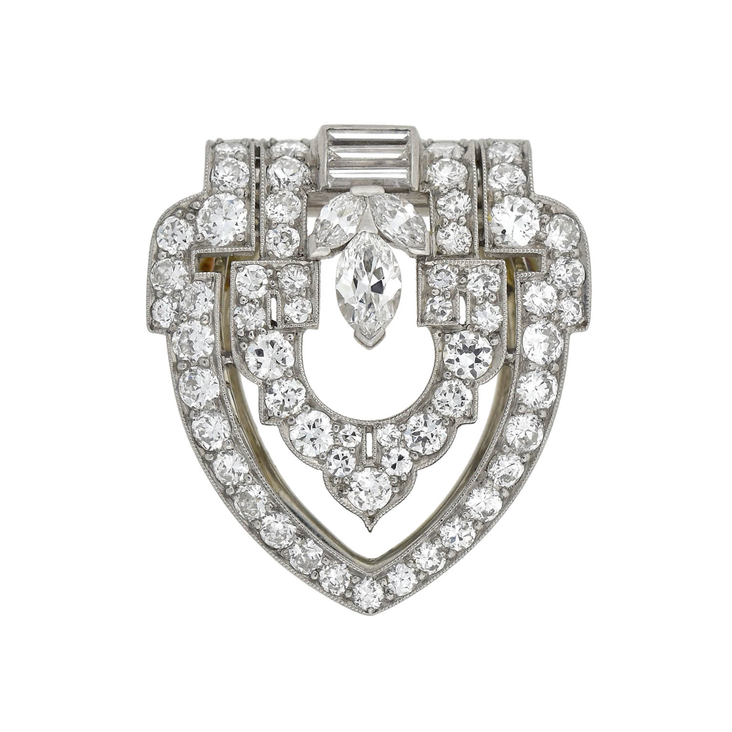 YARD Art Deco Platinum Diamond Encrusted Fur Clip 1.25ctw - Vintage Jewelry for Women, Luxury Hair Accessory for Weddings & Special Occasions