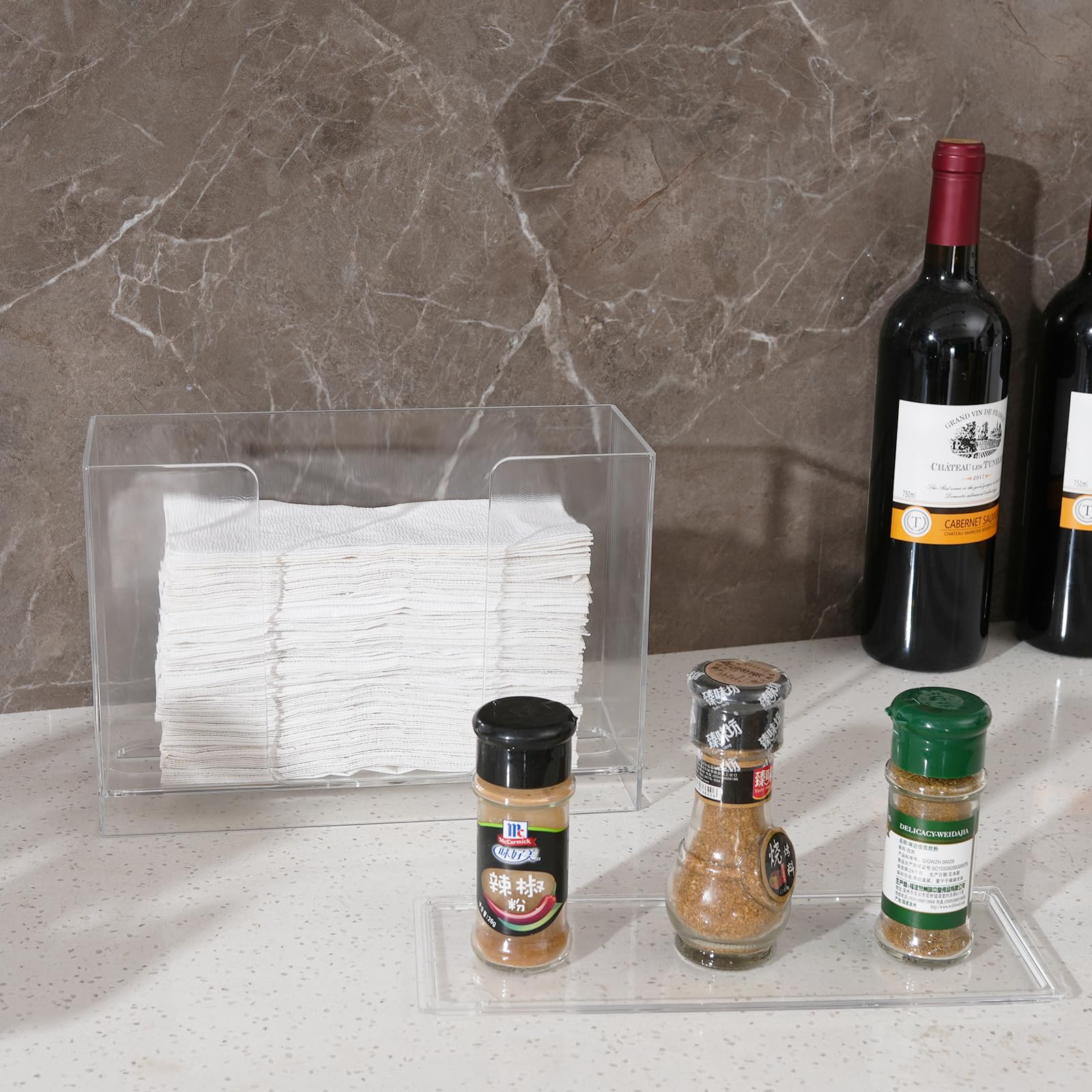 Wall Mount Clear Multifold Paper Towel Dispenser with Lid - Holds Z-Fold, C-Fold & Multi-Fold Paper Towels - Countertop or Bathroom Toilet & Kitchen Use for Home or Office