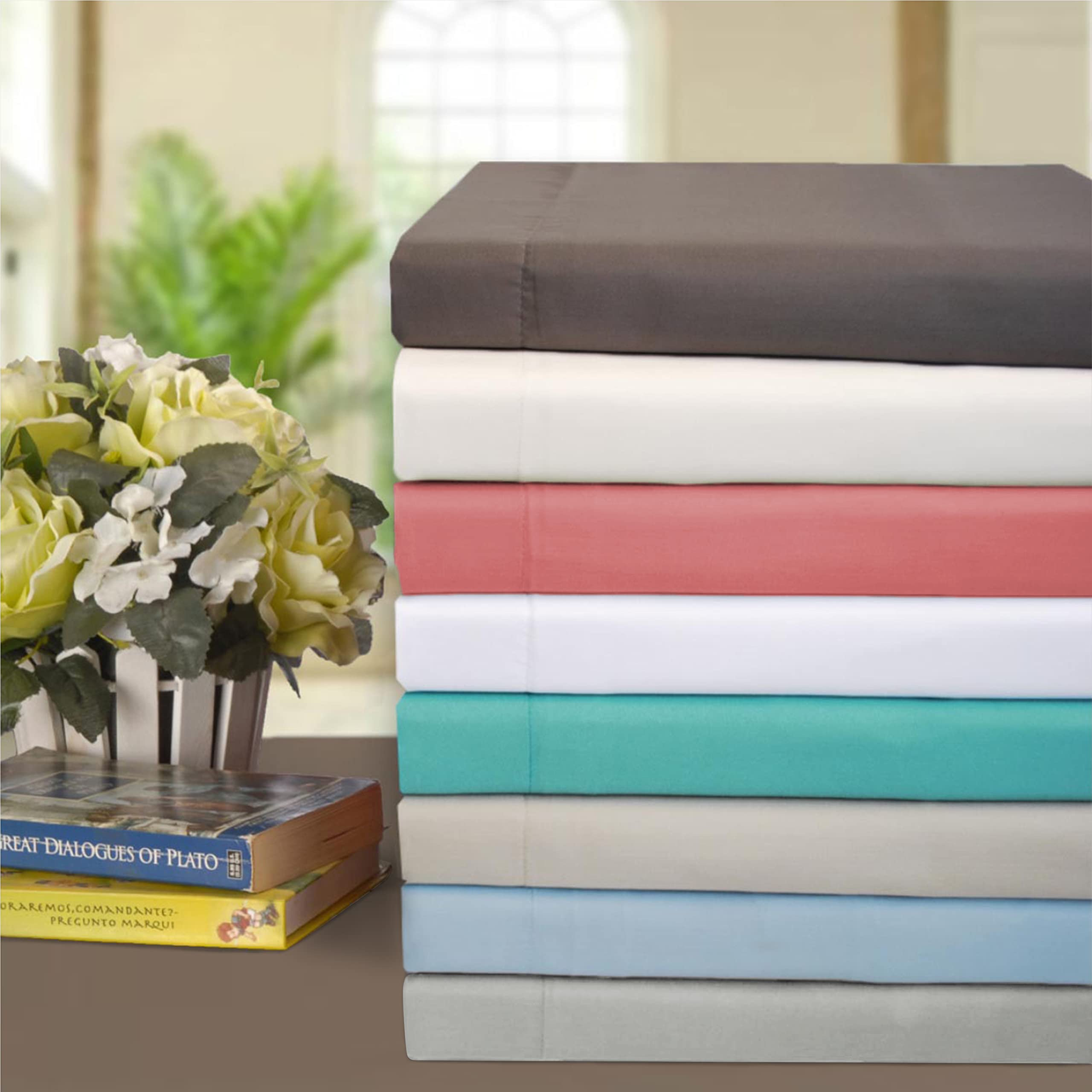 Luxury 100% Cotton Blend Bed Sheet Set - Queen Size, Soft Sateen Weave, Deep Pocket Fitted Sheet with 2 Pillowcases (Blush Pink) - Perfect for Master Bedroom, Guest Room & Airbnb