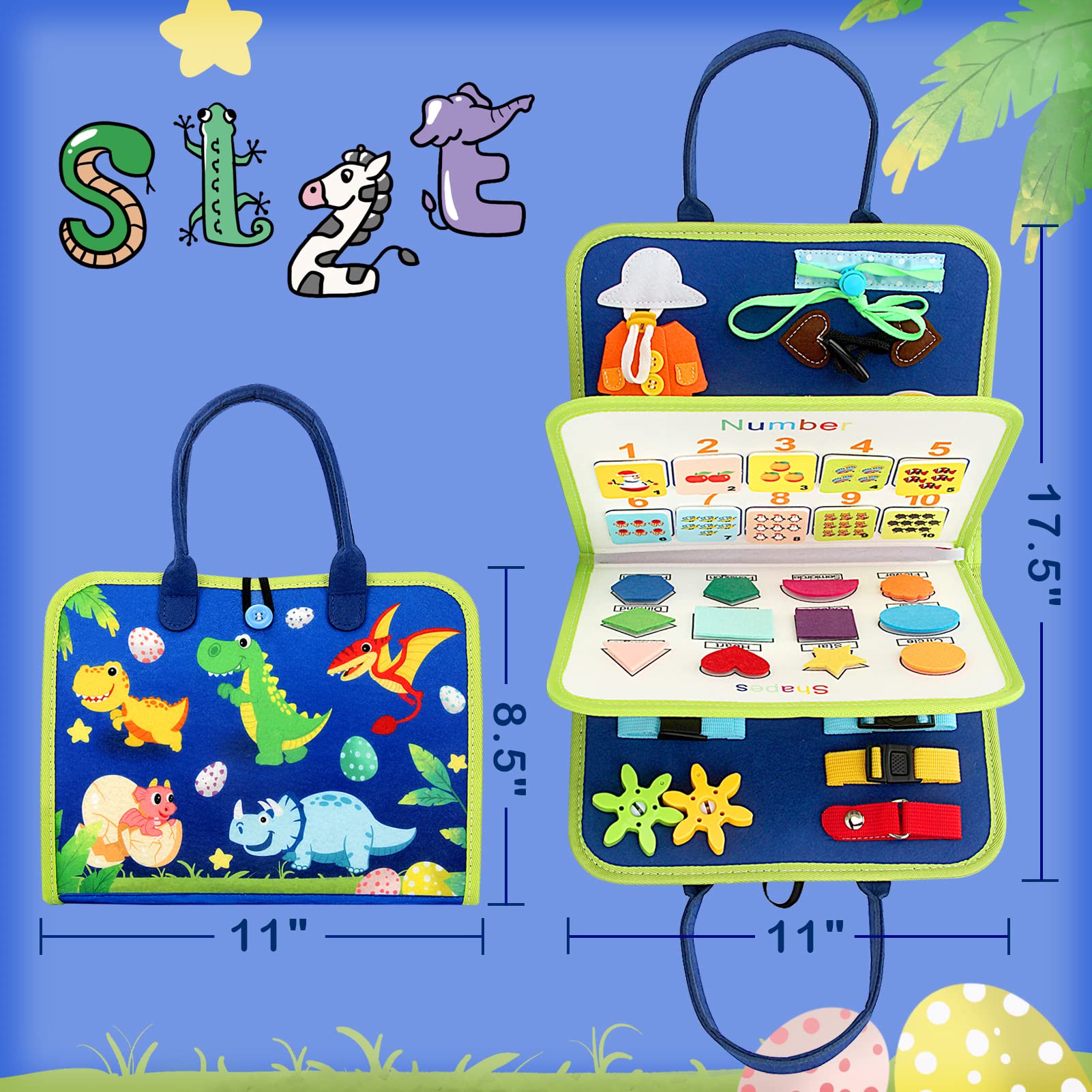 Busy Board for Toddlers - 8-in-1 Educational Toy with Alphabet & Counting for Travel