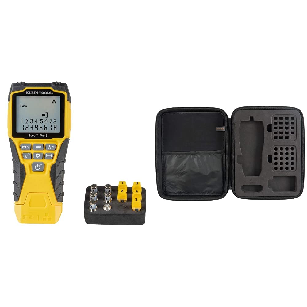 Klein Tools Scout Pro 3 Cable Tester Kit - Ethernet, Coax & Phone Wire Tester with Carrying Case | Network Installation, Home & Office Wiring Solutions