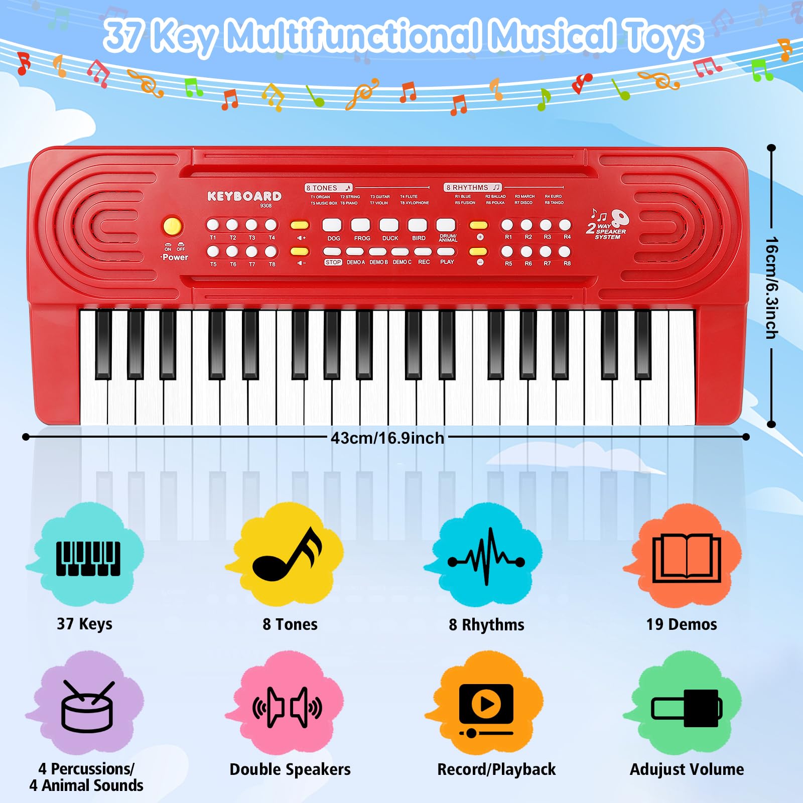 37-Key Electronic Keyboard Piano with Microphone - Best Musical Toy Gift for Kids Ages 3-6, Beginner Piano for Boys & Girls - Perfect for Home Learning, Birthday Gifts & Early Music Education