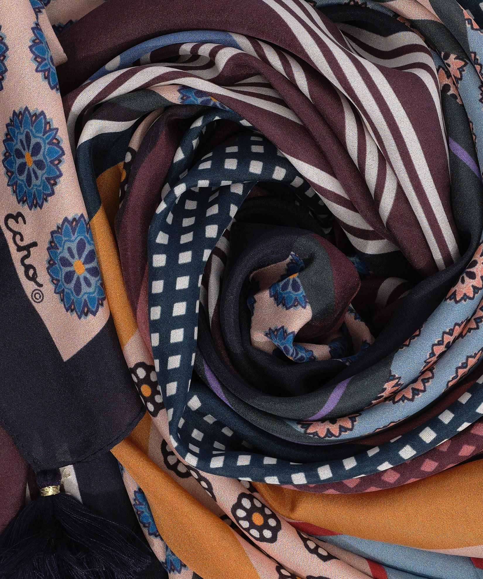 Stylish 42-Inch Tassel Square Scarf - Fashionable Foulard Patch Scarf for Women - Perfect for Office, Party & Everyday Wear