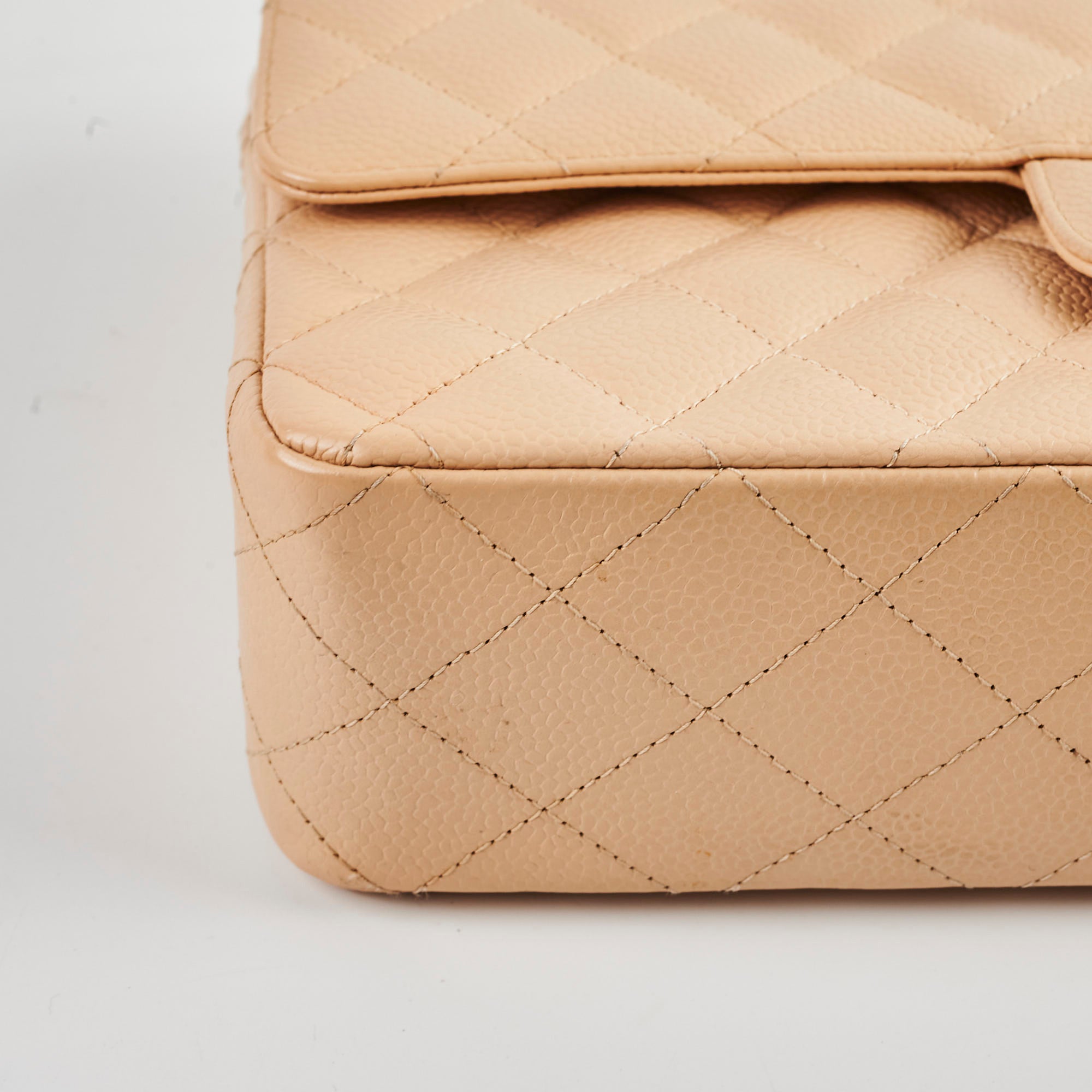 Chanel Classic Flap Bag Caviar Leather M/L Beige Claire - Luxury Designer Handbag for Women, Perfect for Work, Evening & Special Occasions